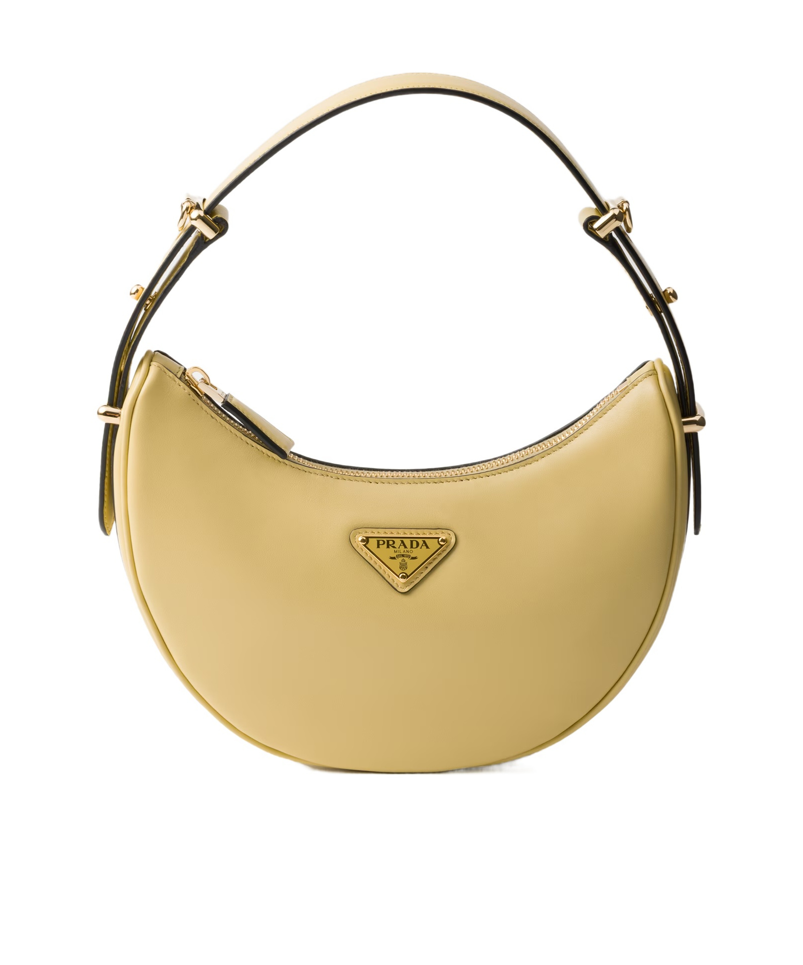 Shop Prada Arqué Leather Shoulder Bag In Nude