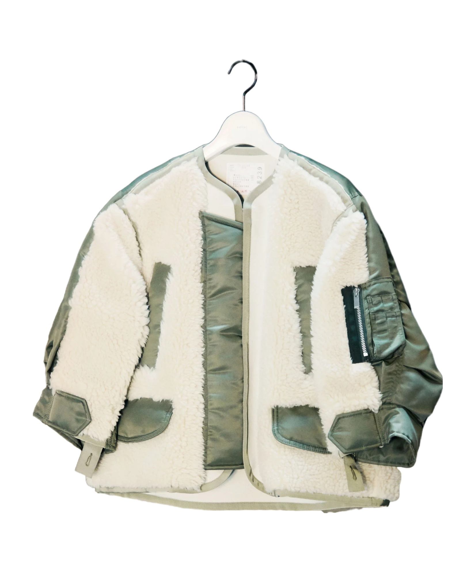 Sacai Crew Neck Zip-up Jacket In White