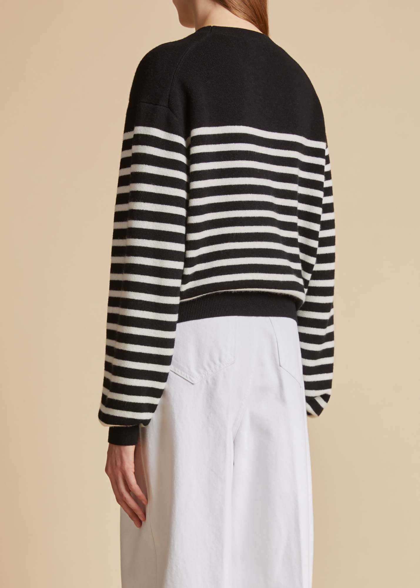 Shop Khaite Long-sleeve Striped Jumper In Black