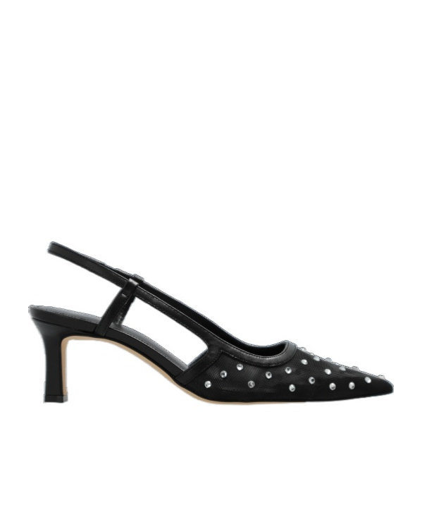Michael Michael Kors Alora Mid Sling Pumps In Black Leather In Black