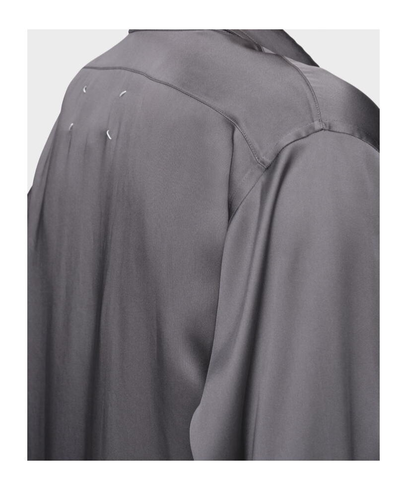 Maison Margiela Long-sleeved Satin Shirt In Gray