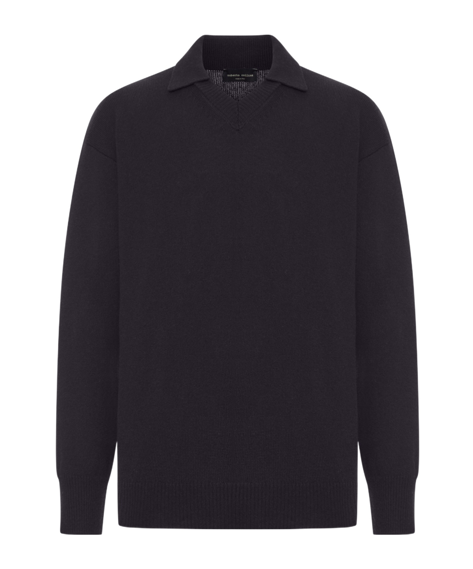 Roberto Collina Lapel Long-sleeved Sweater In Black