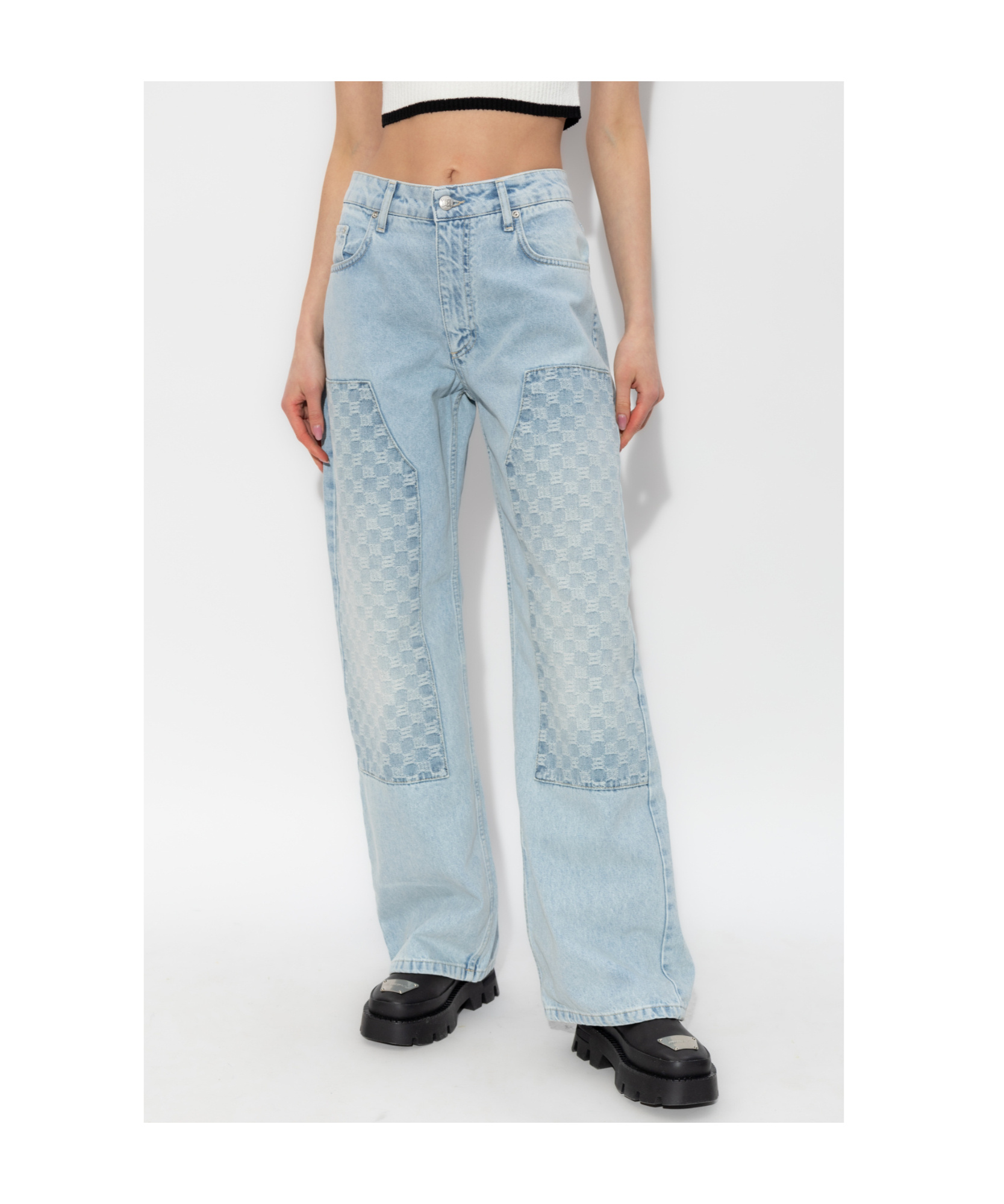Misbhv Monogram-pattern Jeans In Blue