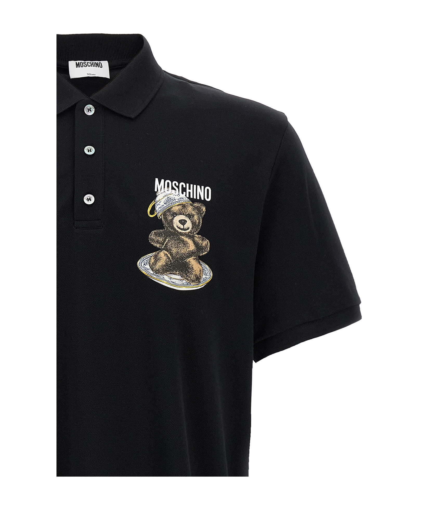 Moschino Graphic Print Polo Shirt With Side Slits