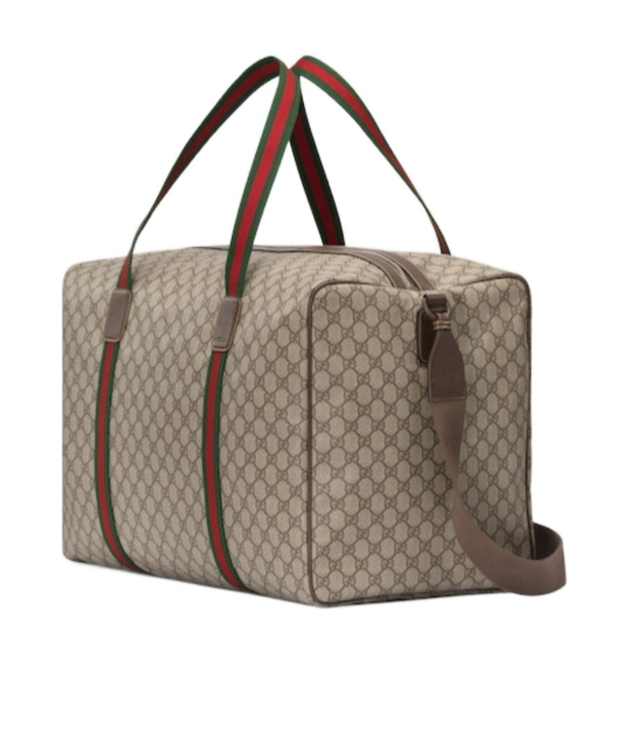 Gucci Large Duffle Bag With Web In Nude