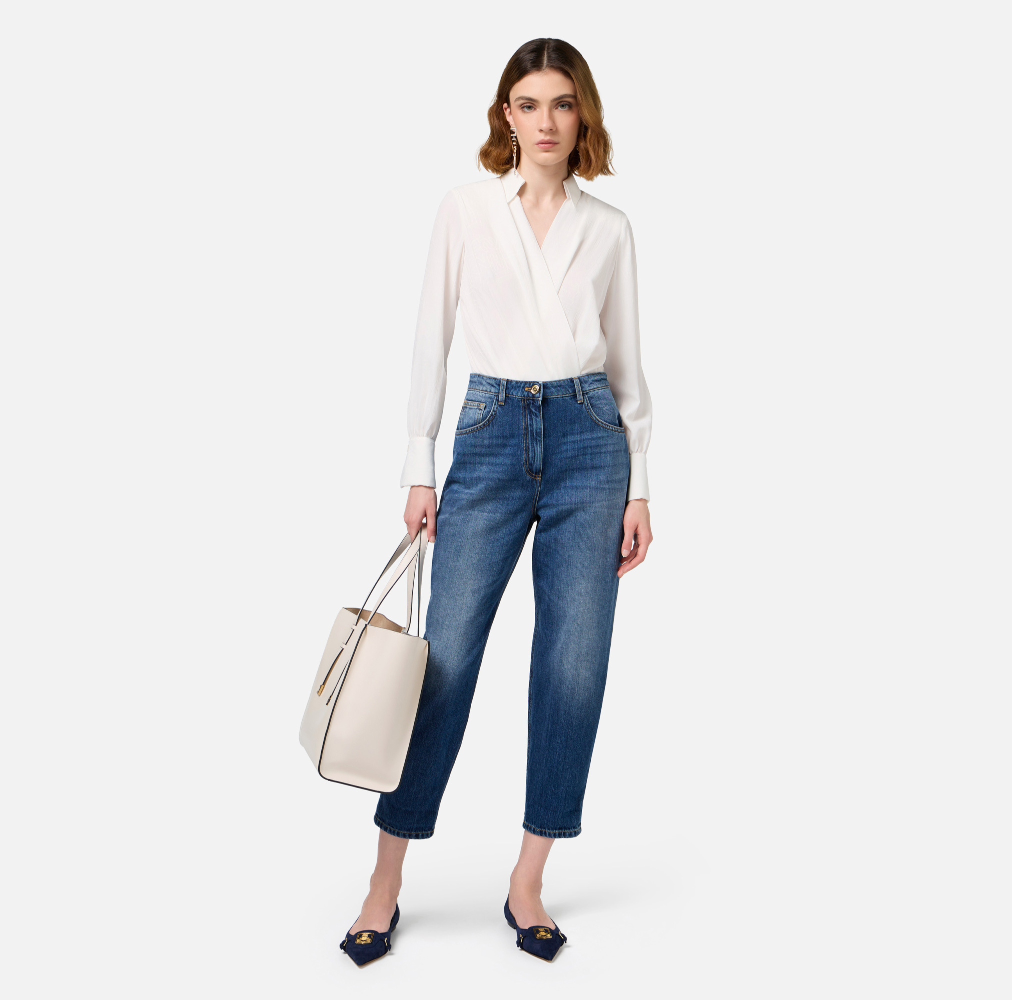 ELISABETTA FRANCHI CROPPED BOYFRIEND JEANS 