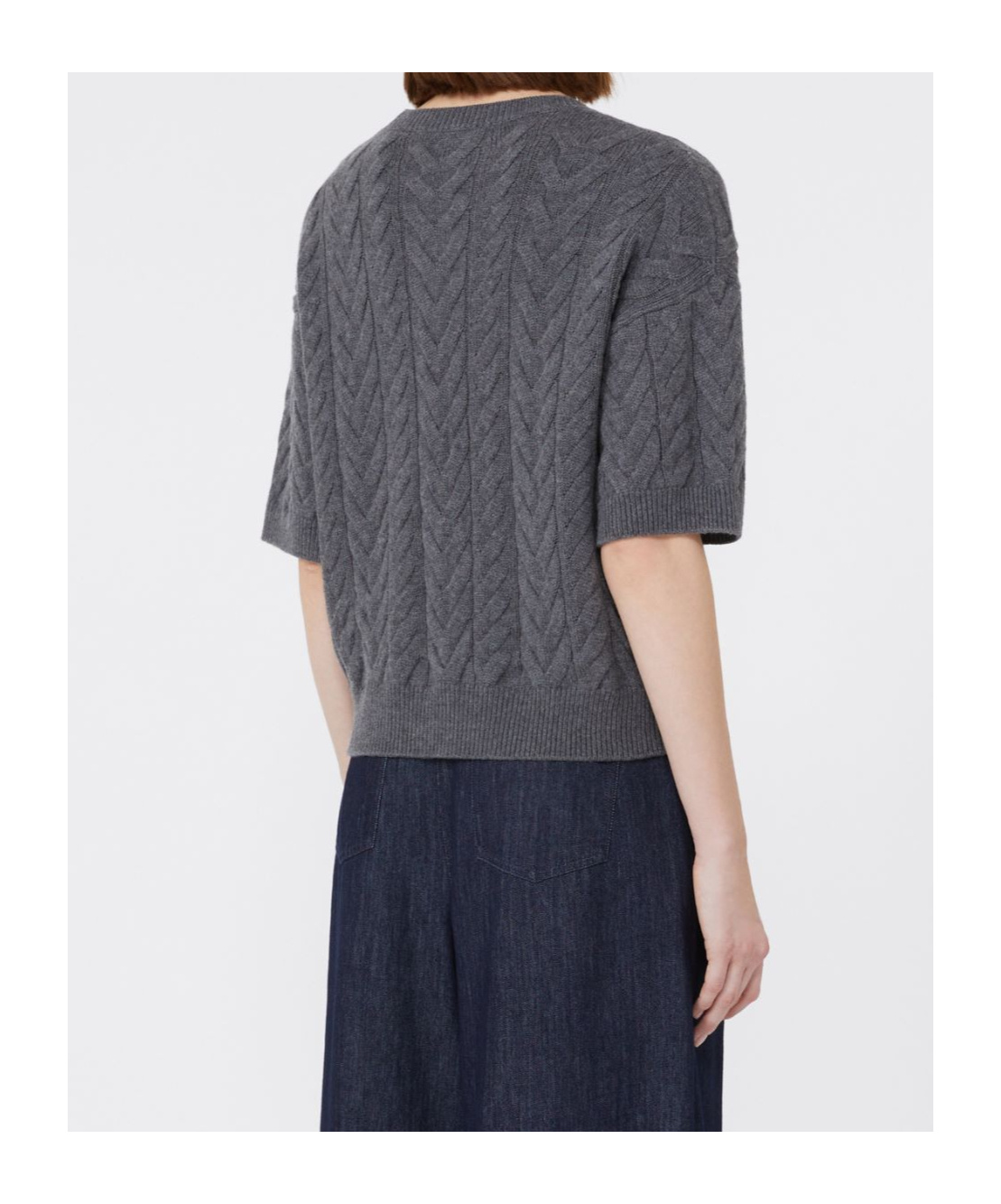 Max Mara Grey Crewneck Wool Pullover In Gray
