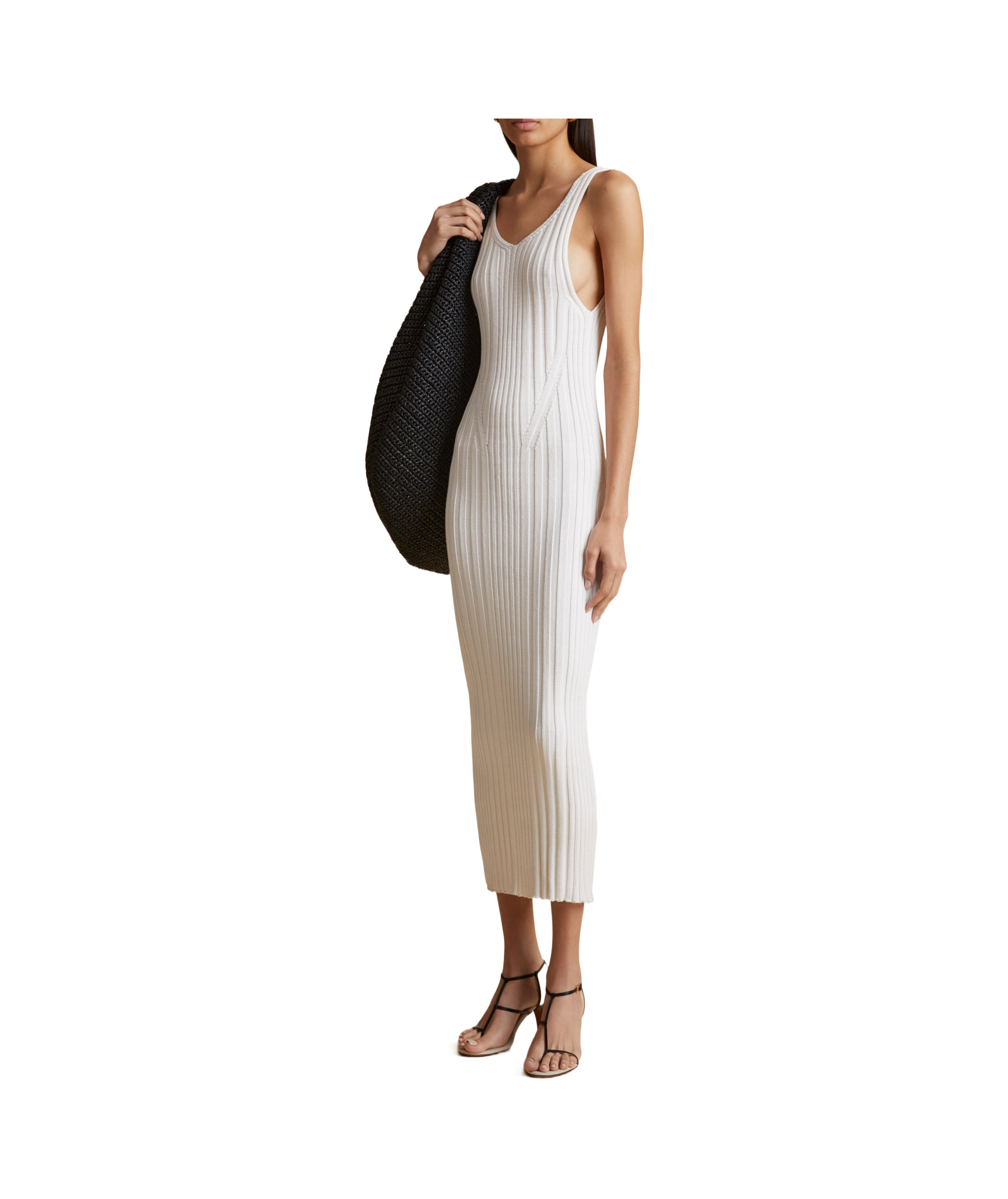 Khaite Ottilie Ribbed-knit Dress In White