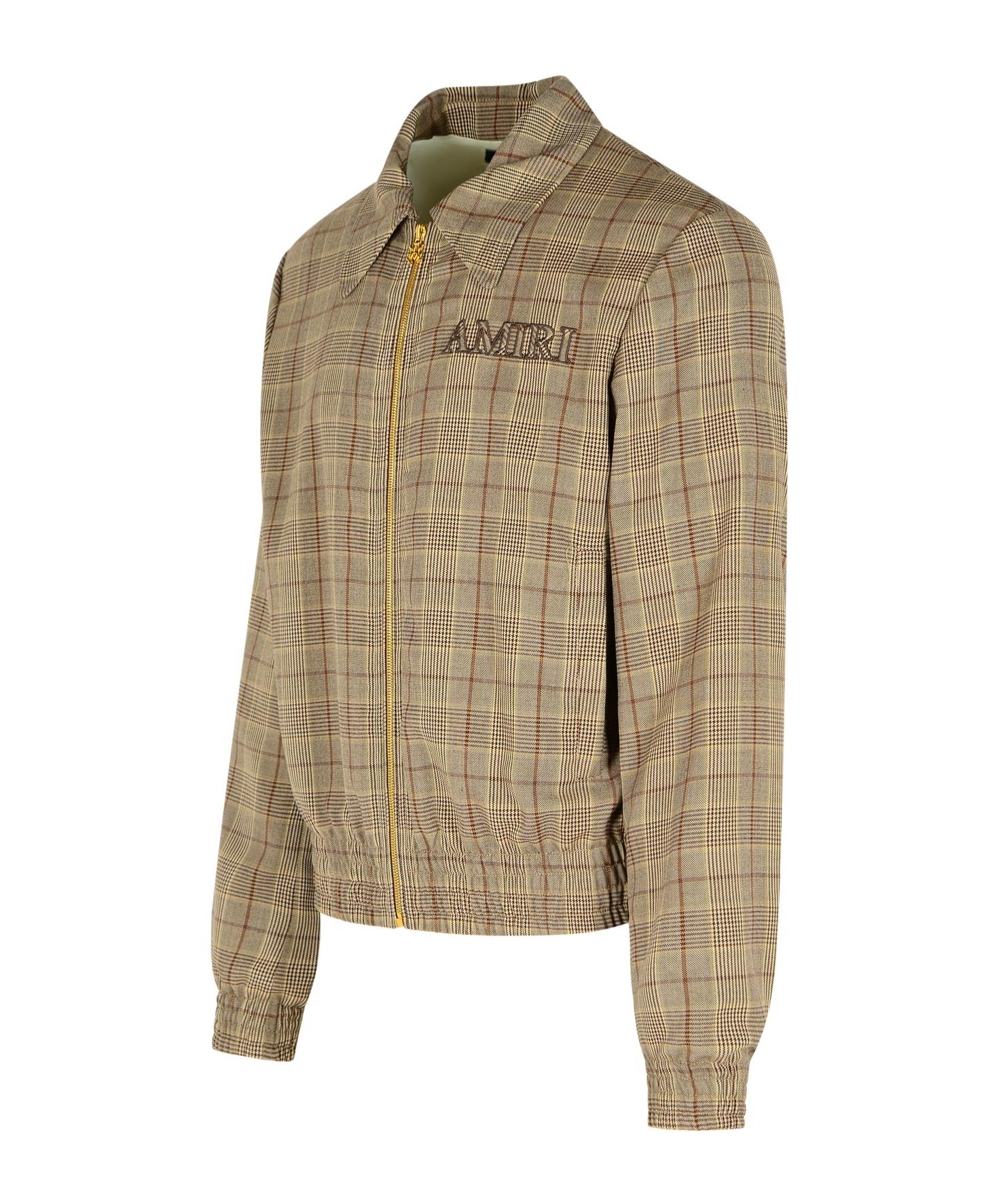 Amiri Virgin Wool Blend Jacket With Point Collar In Brown