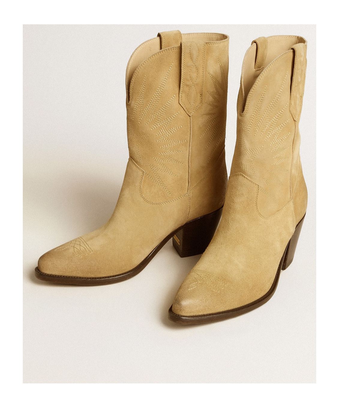 Golden Goose Pointed Short Boots In Nude