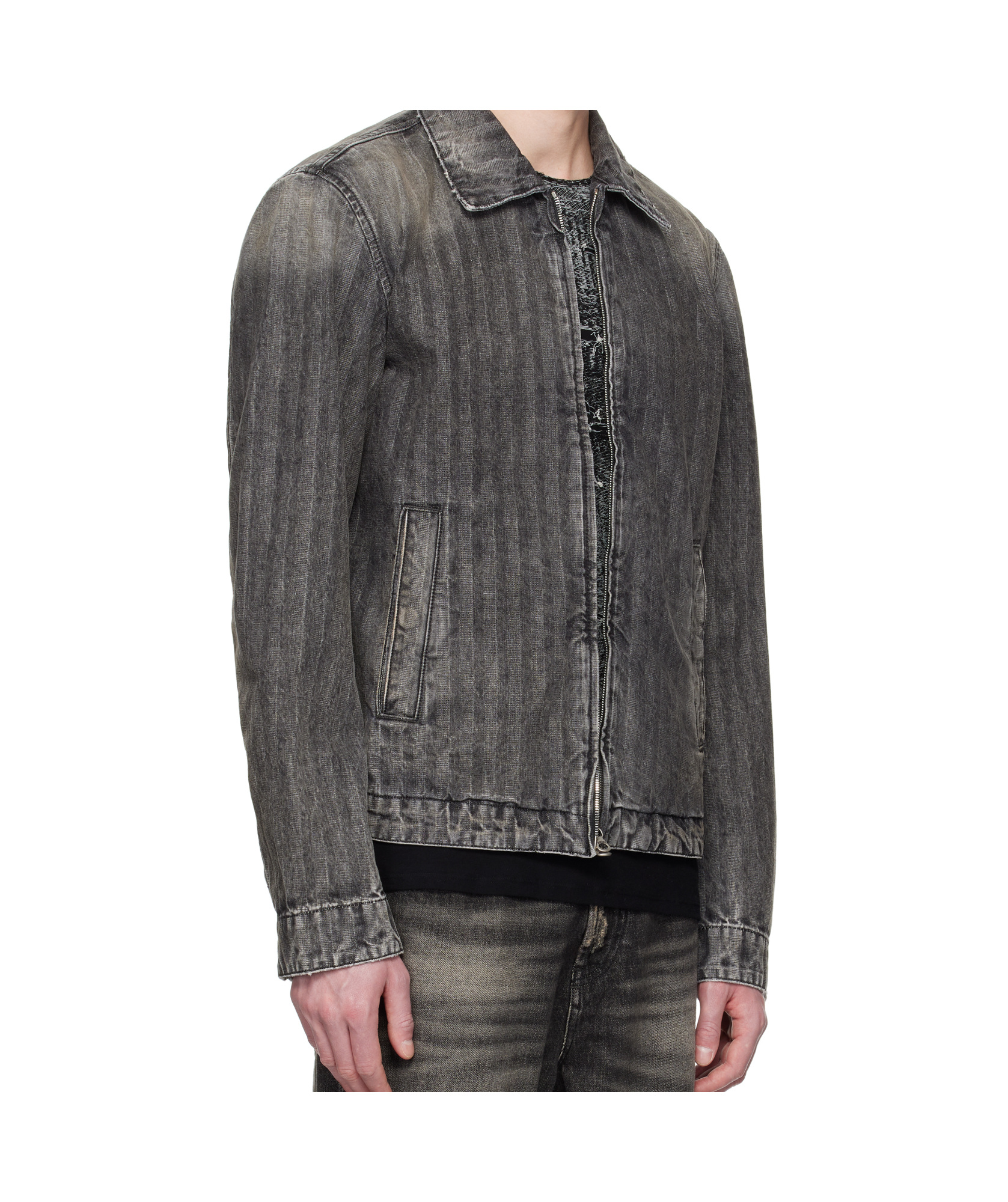 Diesel Blouson Jacket In Herringbone Denim In Gray