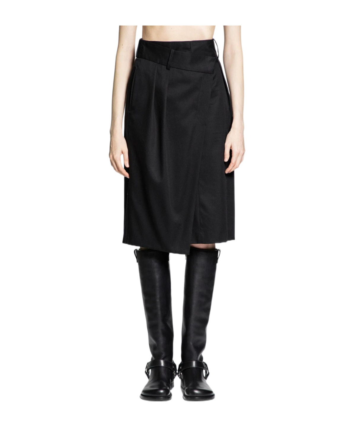 Loewe Asymmetric High-waisted Wrap Skirt In Black