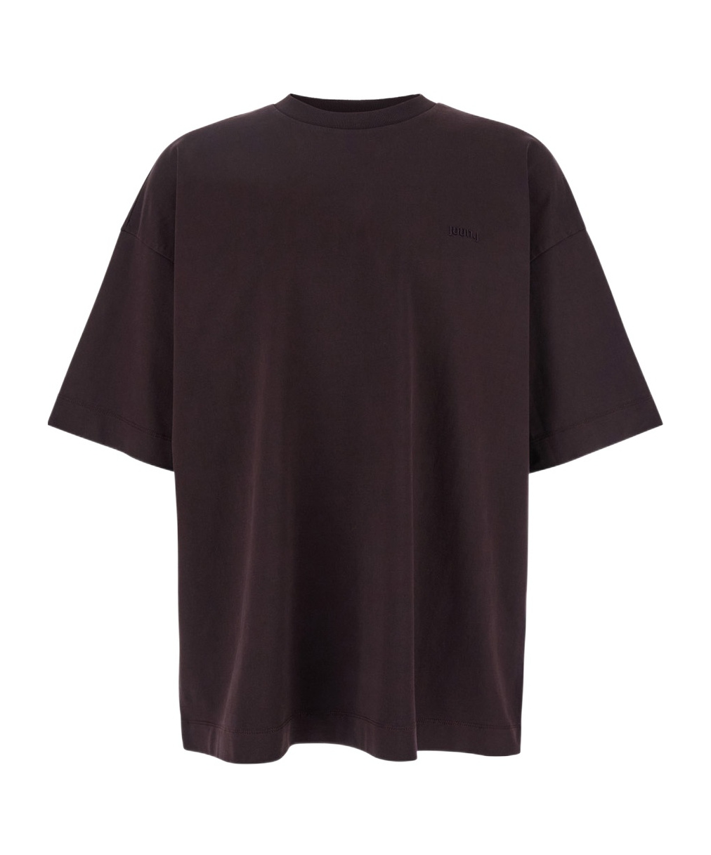 Juunj Bordeaux T-shirt With Logo Embroidered On The Front And Print On The Back In Black