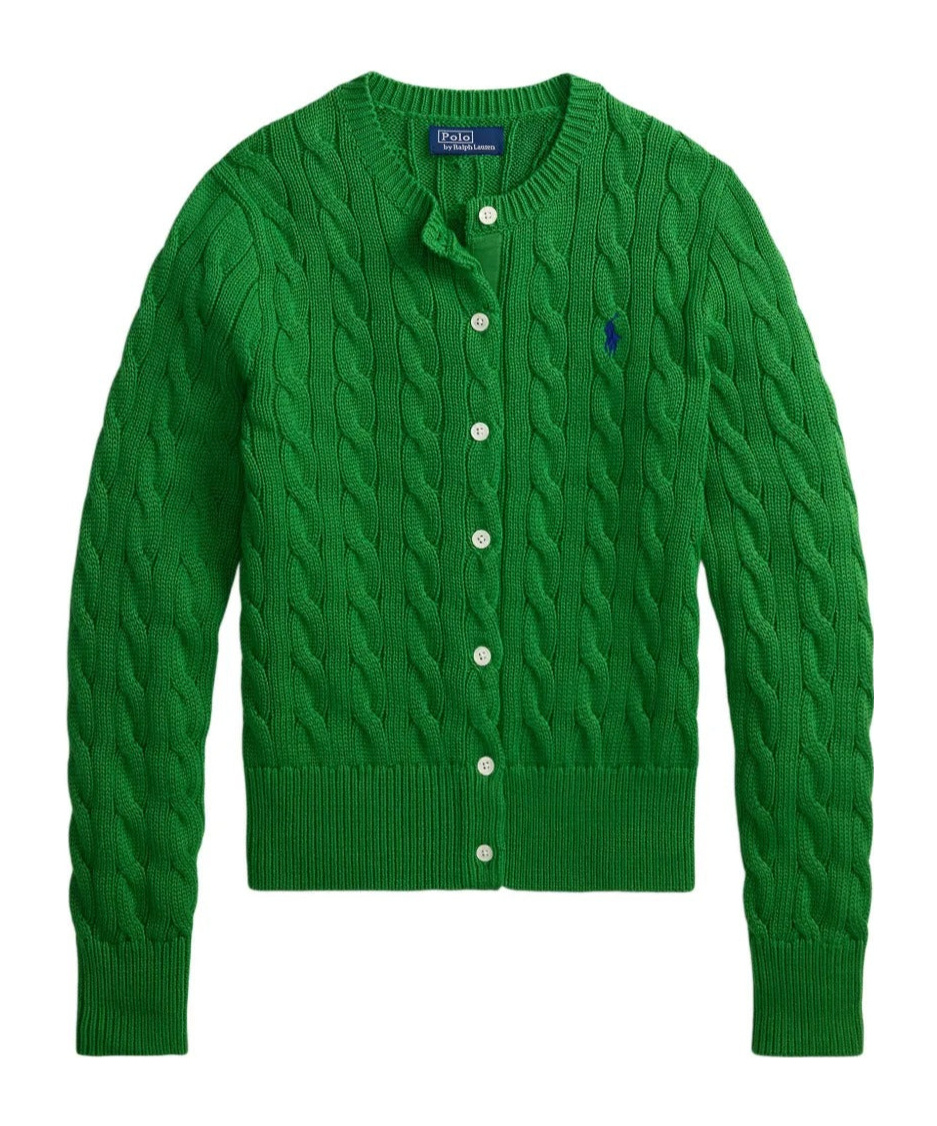 Polo Ralph Lauren Cable-knit Buttoned Cardigan In Green
