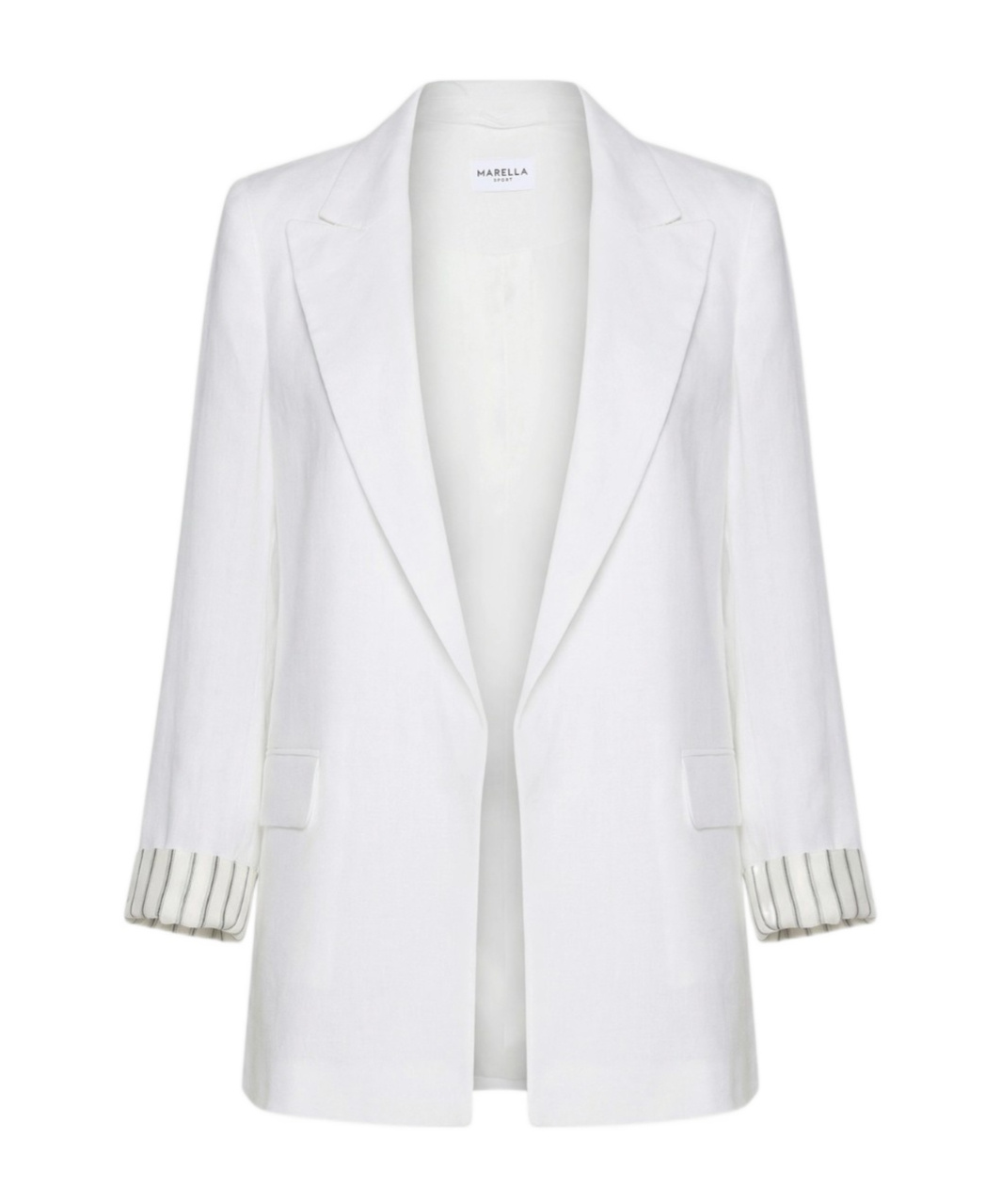 Marella Pure Linen Blazer - Optical White In Blue