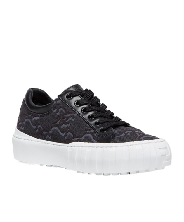 Fendi Ff Karligraphy Low-top Sneakers In Black