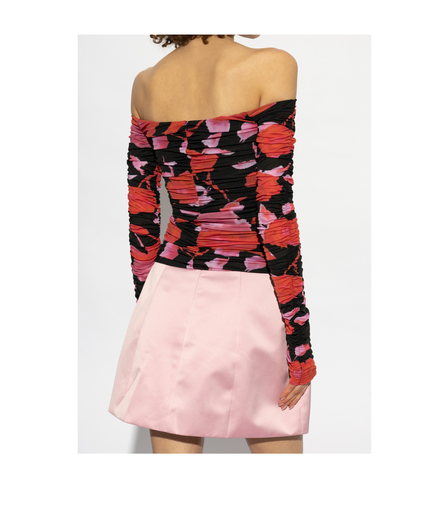 Blumarine Printed Off-the-shoulder Stretch-jersey Top In Black