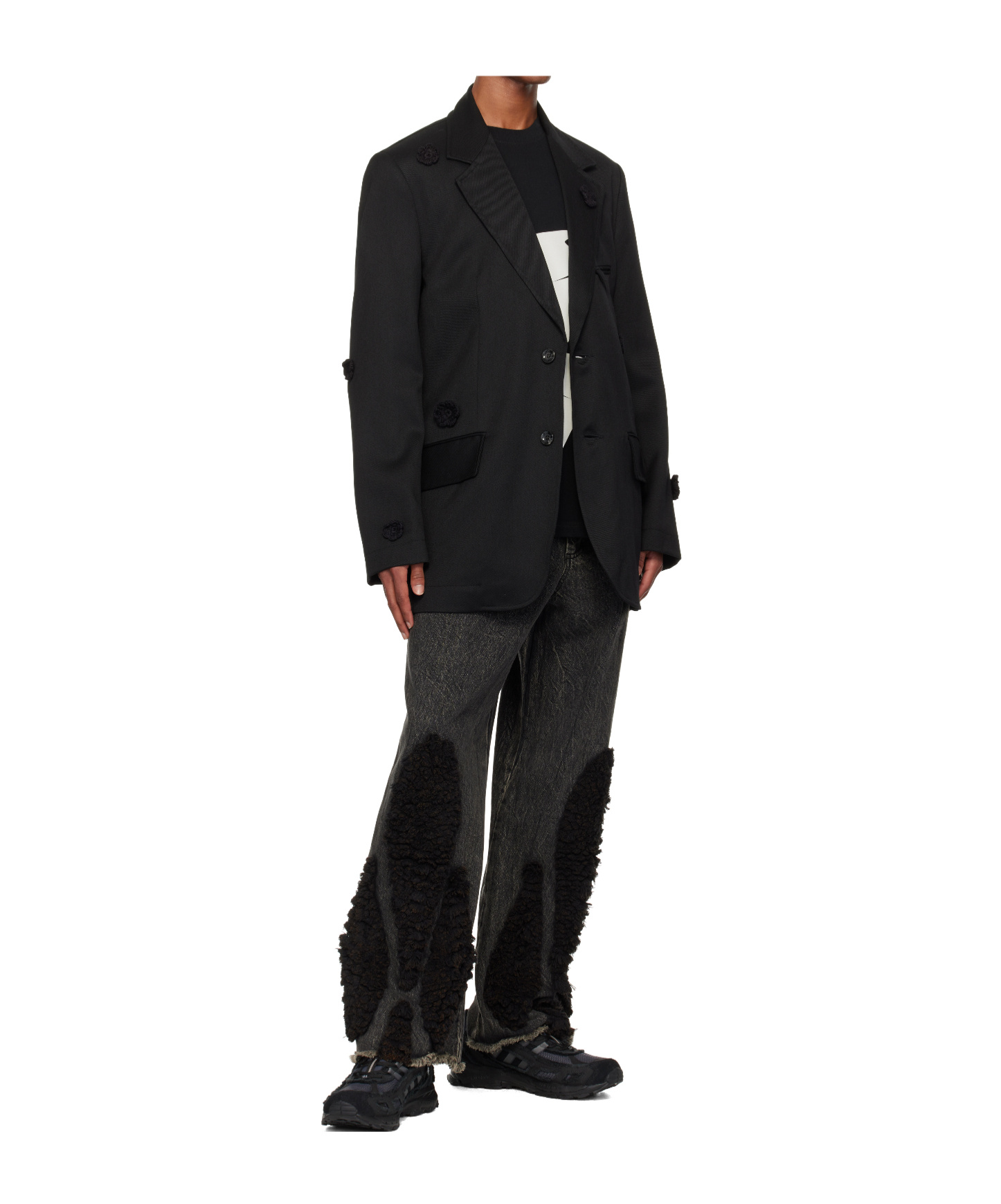 Song For The Mute Daisy Oversize Wool Blazer In Black