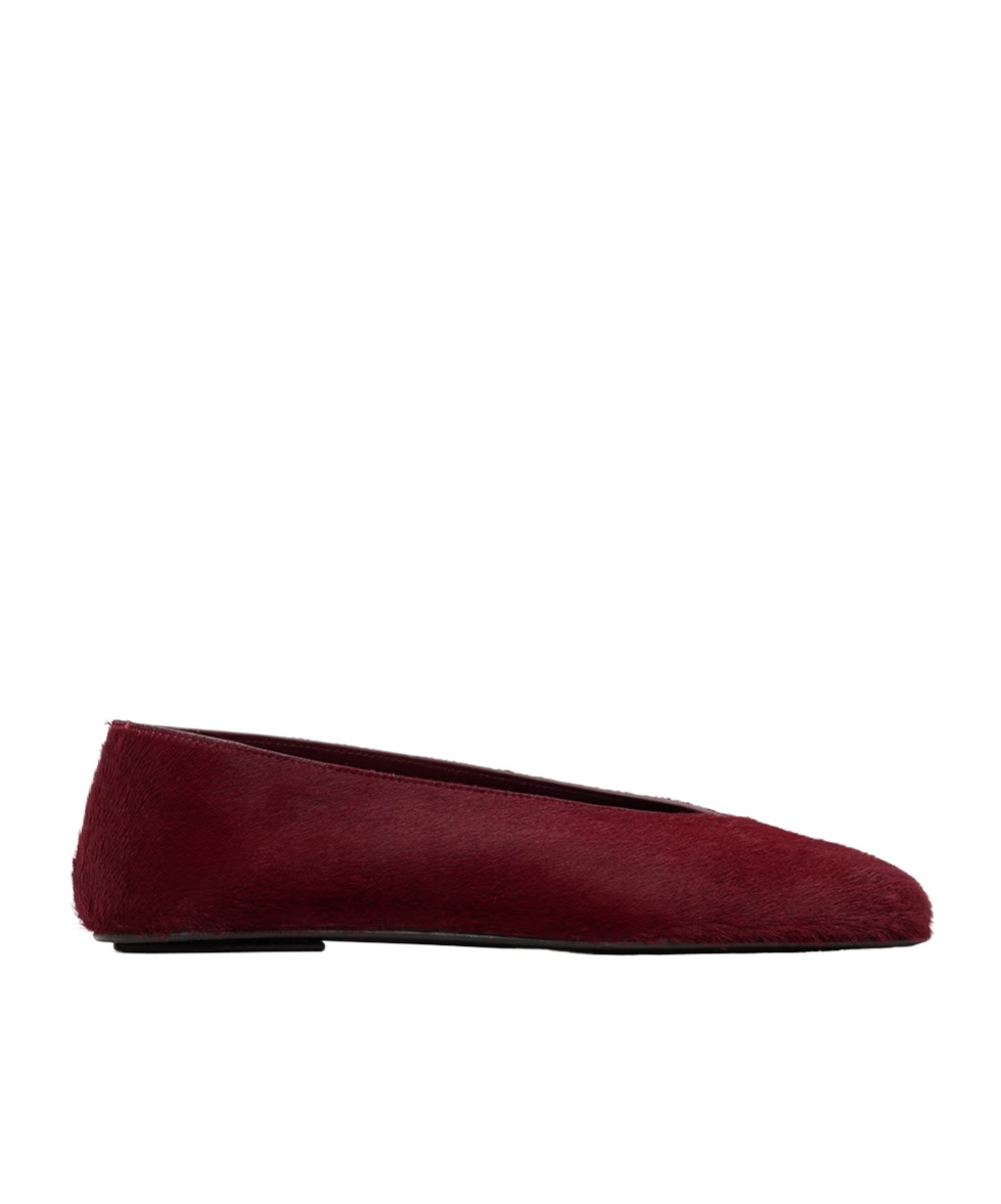 The Row Burgundy Eva Two Ballerina Flats In Brown