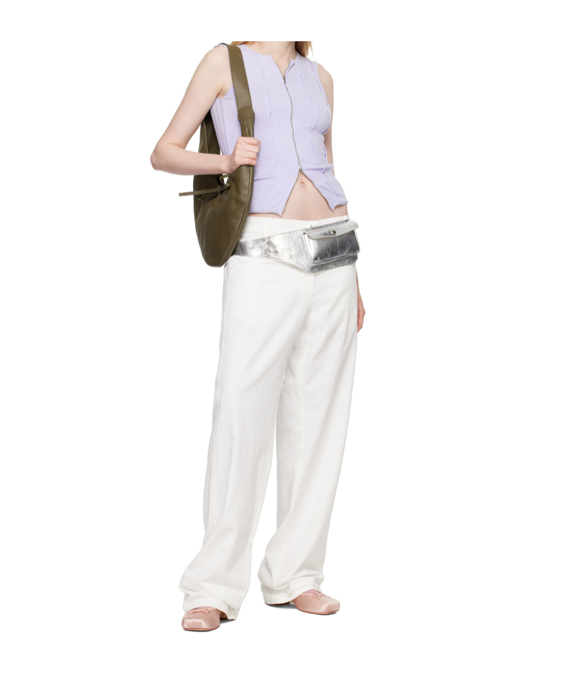 Gimaguas Blue Forat Tank Top In White
