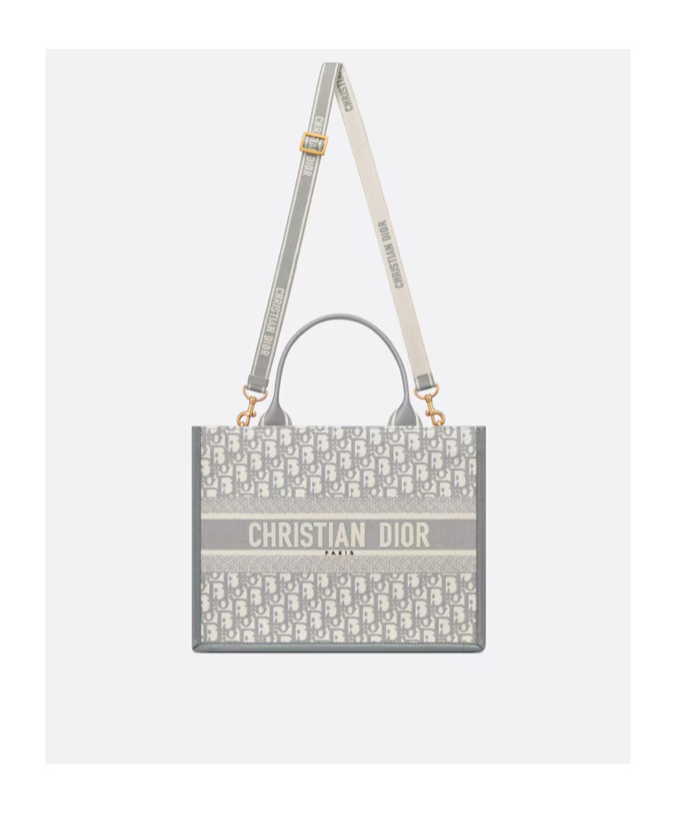 Dior Medium Book Tote Shoulder Bag In Gray