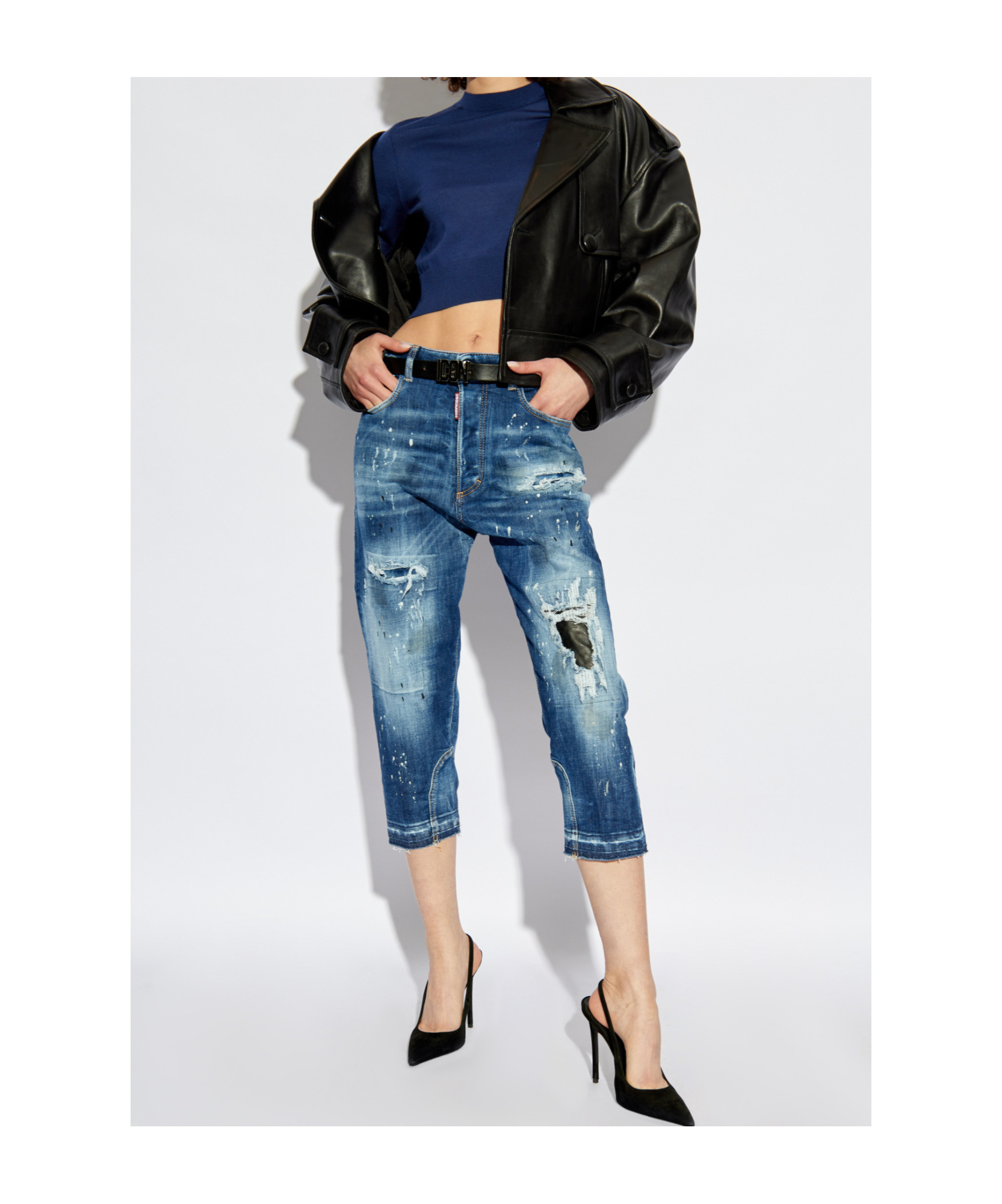 Dsquared2 Embroidery Logo Wool Top In Blue