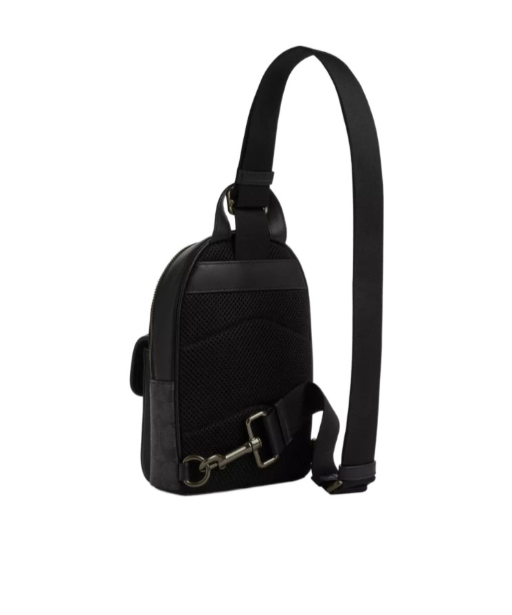 Coach Small Turnlock Sling Pack In Signature Canvas In Black