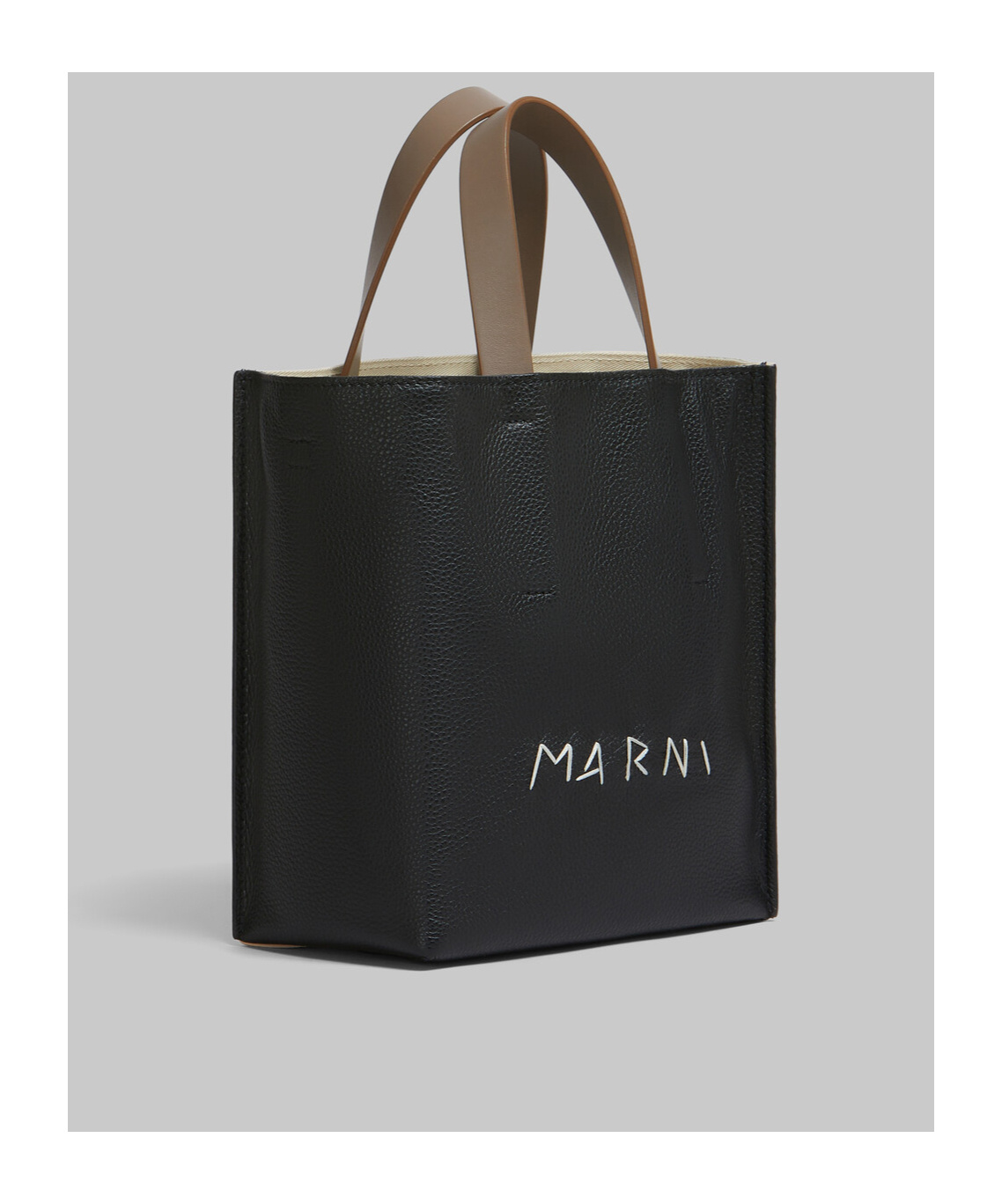 Marni Borsa A Mano Museo Mini In Pelle Bicolor Donna In Black