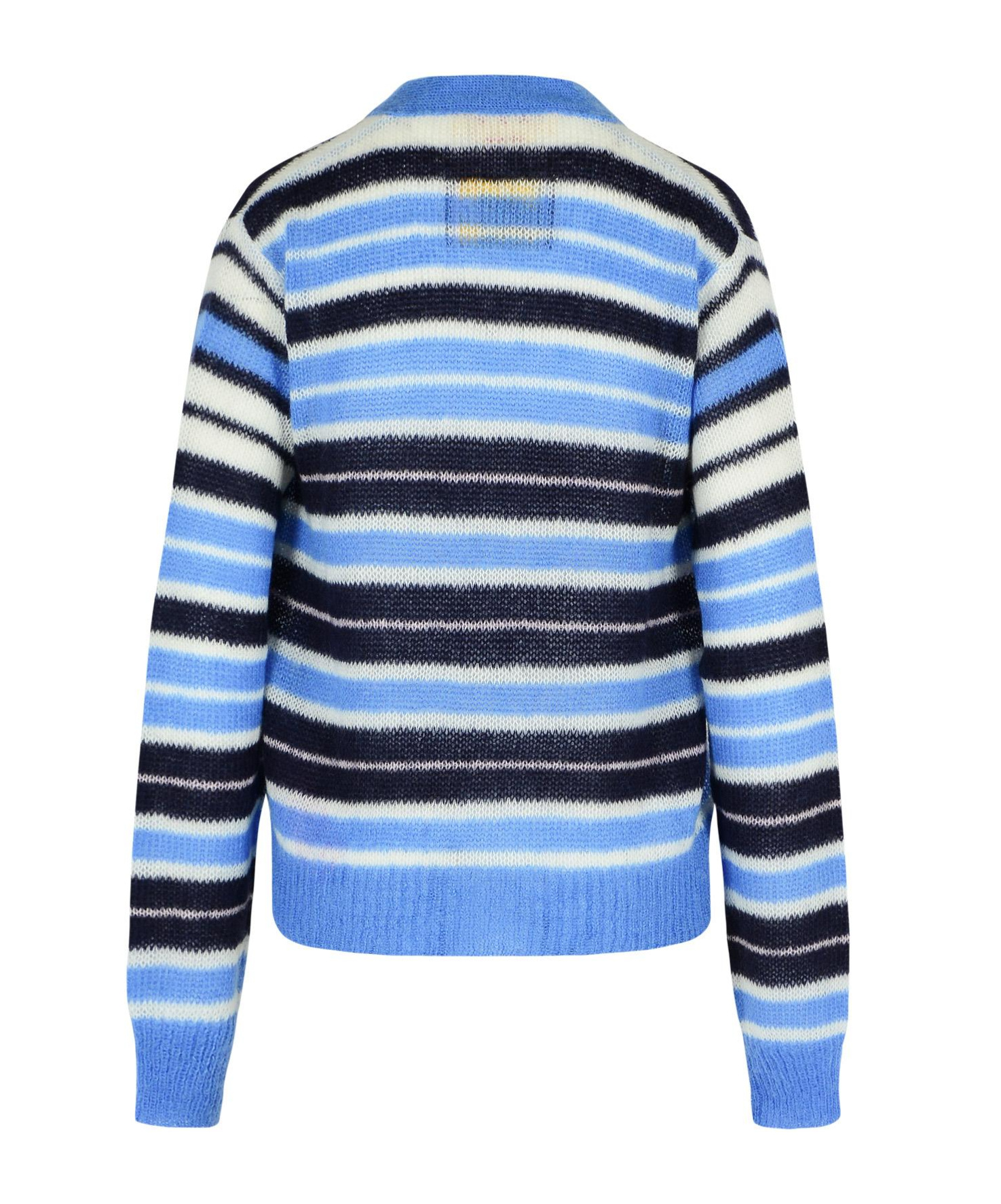 Marni Mohair Blend Striped V-neck Cardigan In Blue