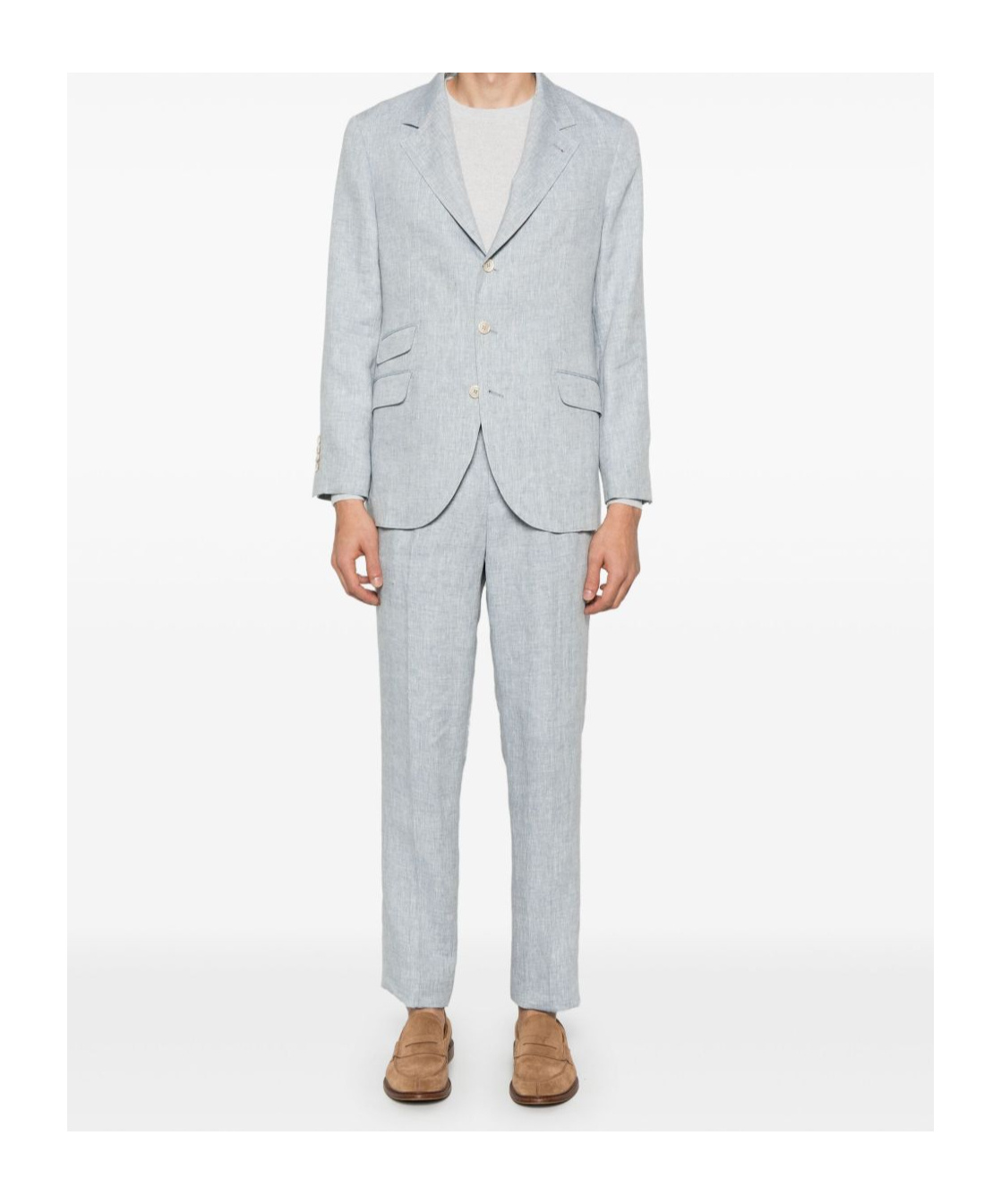 Brunello Cucinelli Light Grey Linen Single-breasted Suit In White