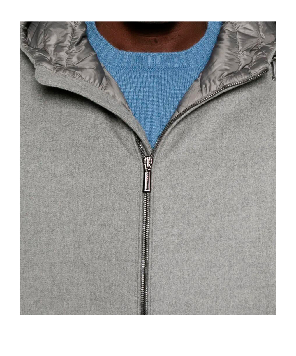 Moorer Hooded Zip-front Jacket In Black