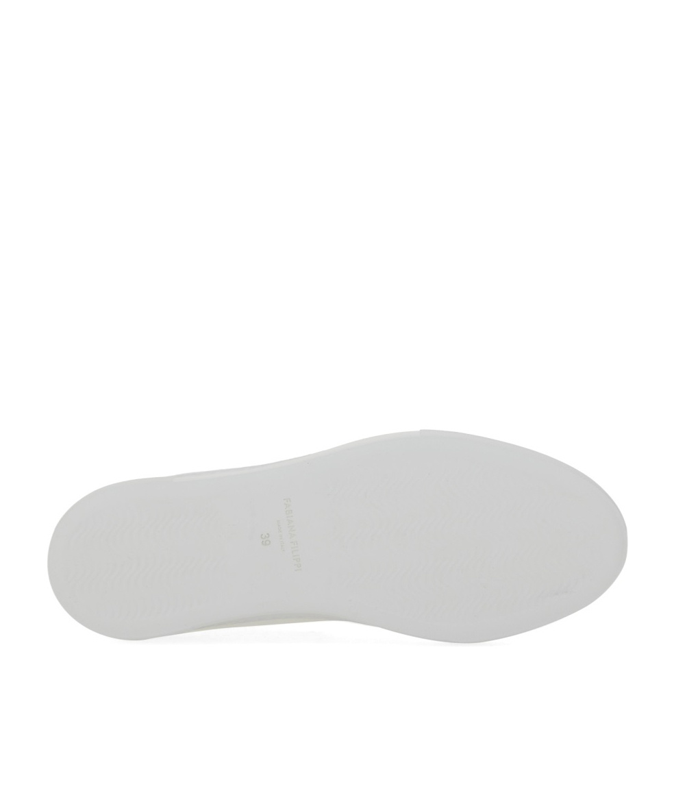 Fabiana Filippi White Leather Sneakers With Classic Lace-up Design In White