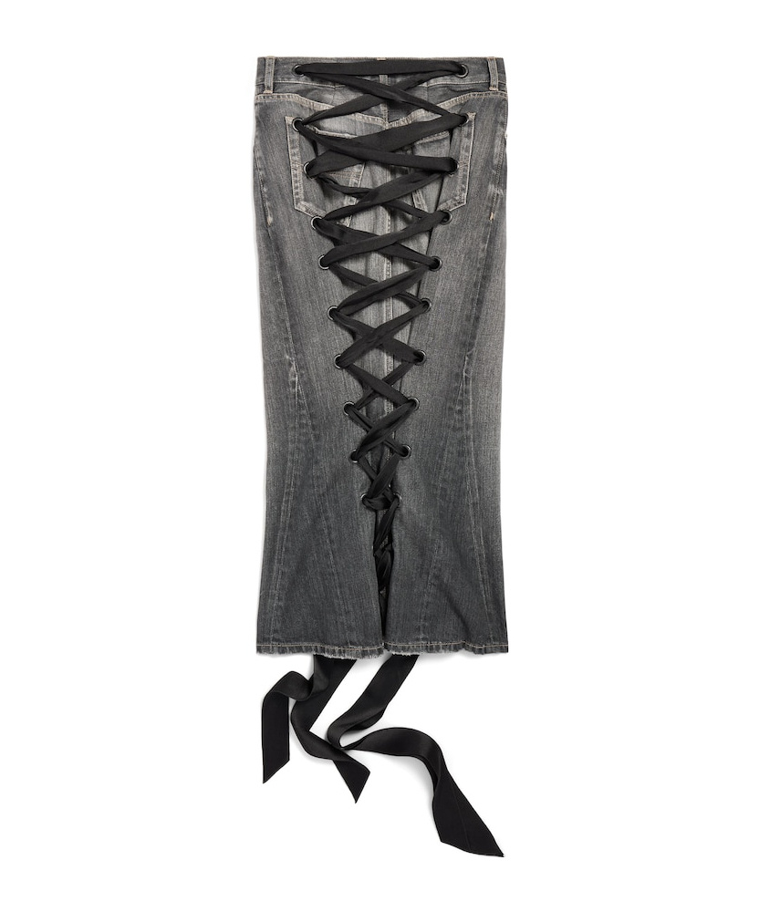 Shop Balenciaga Women's Lace-up Skirt In Dark Grey In Smoky Grey