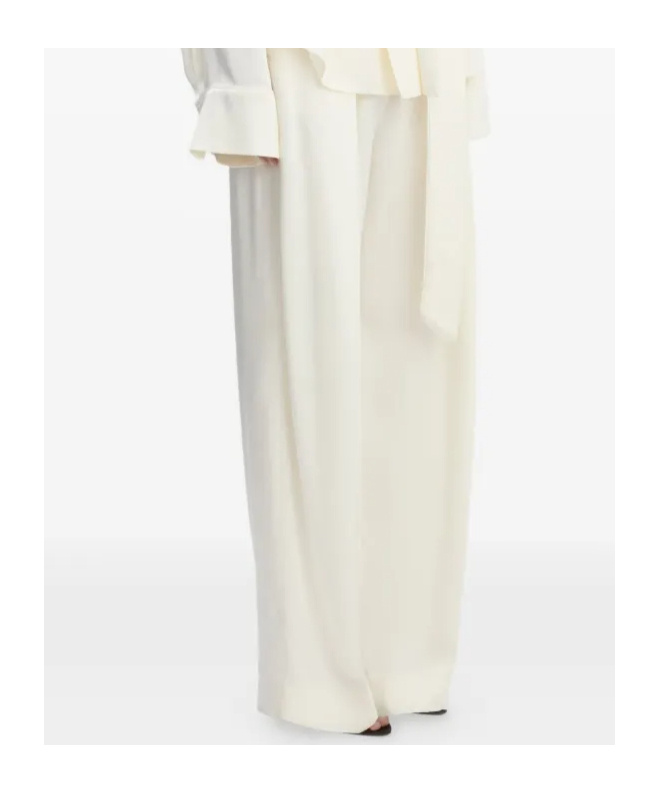 Victoria Beckham Wide-leg Pleated Pants In Neutral