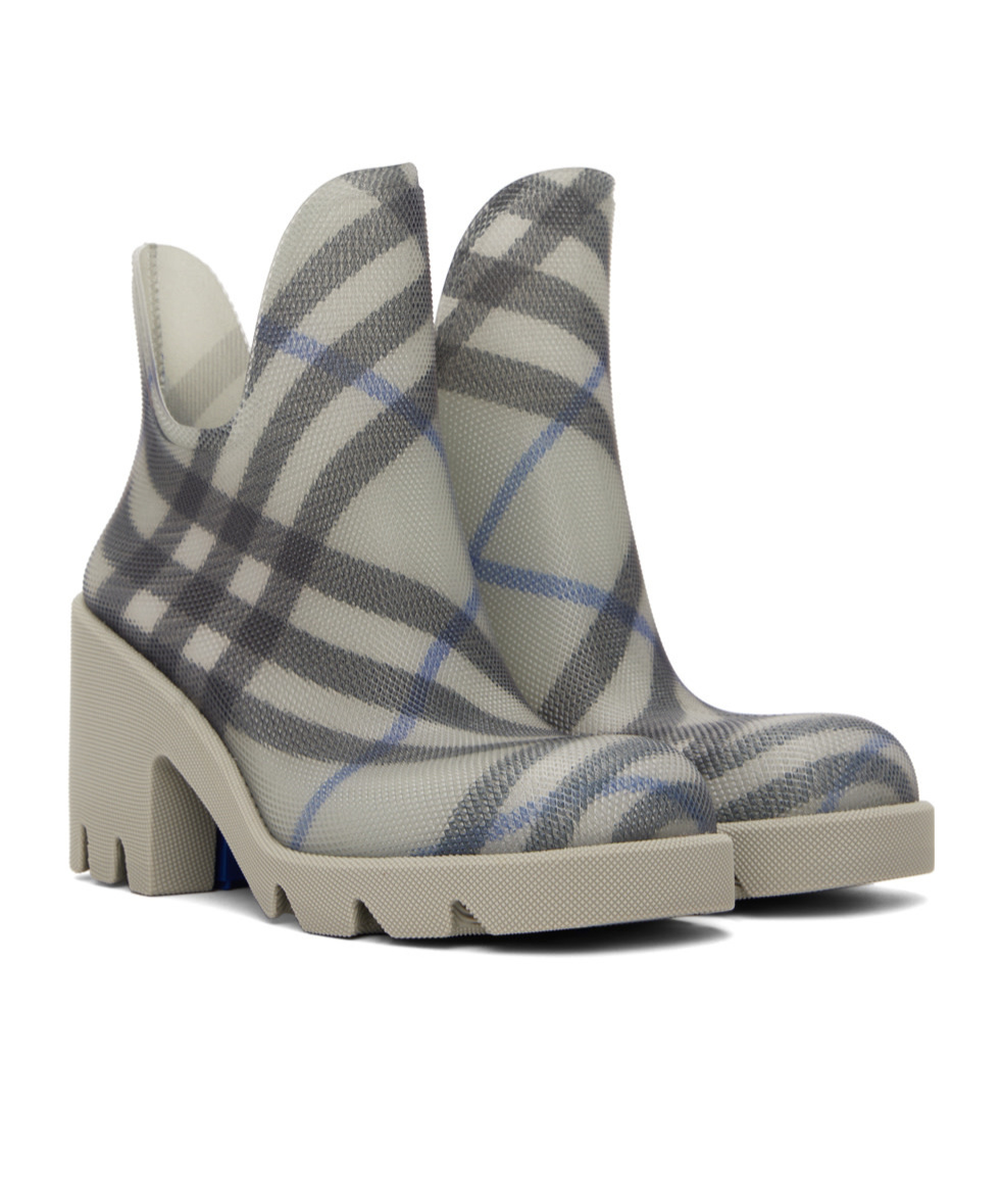 Burberry Gray Marsh Heeled Rubber Rain Boots In Gray