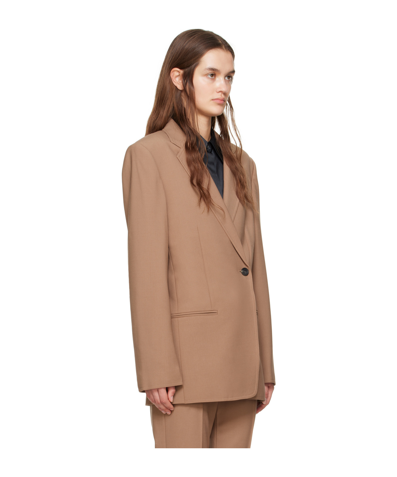 Helmut Lang Notched-lapels Tailored Blazer In Brown