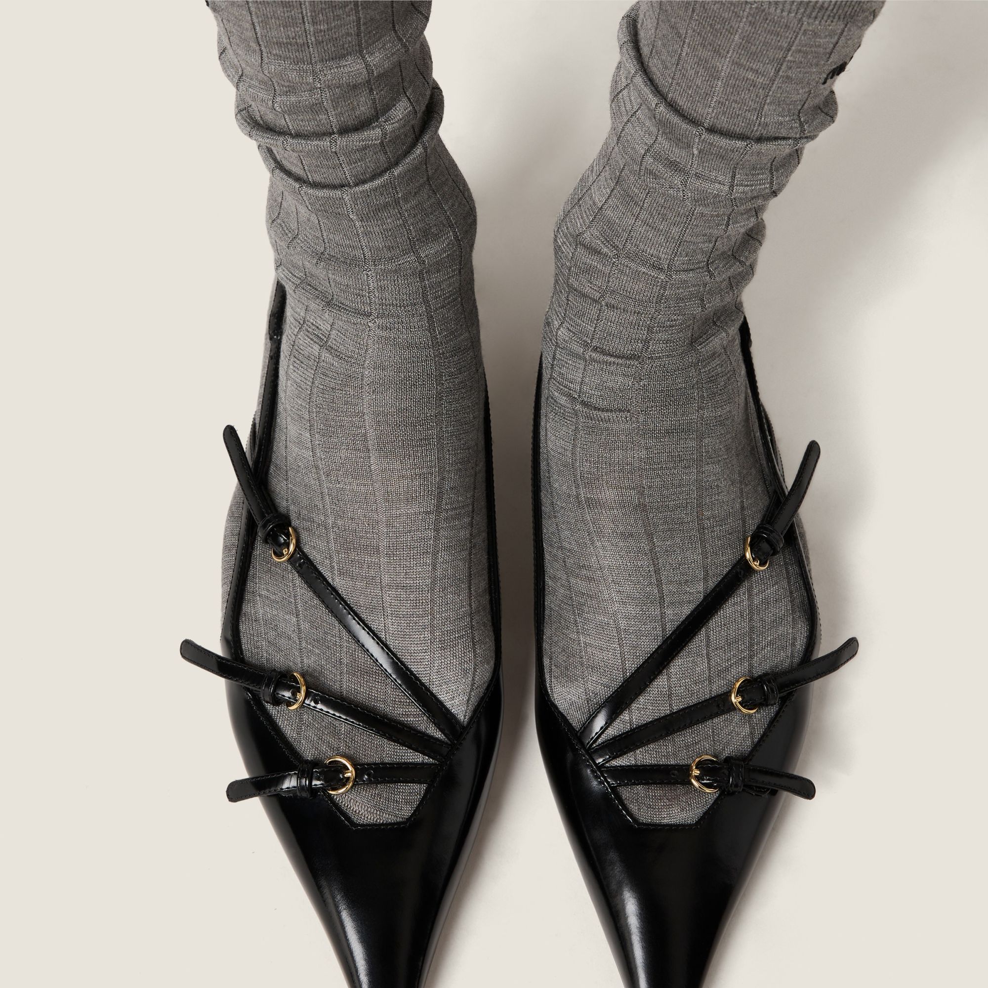 Miu Miu Slingback Ballerinas With Buckles In Black