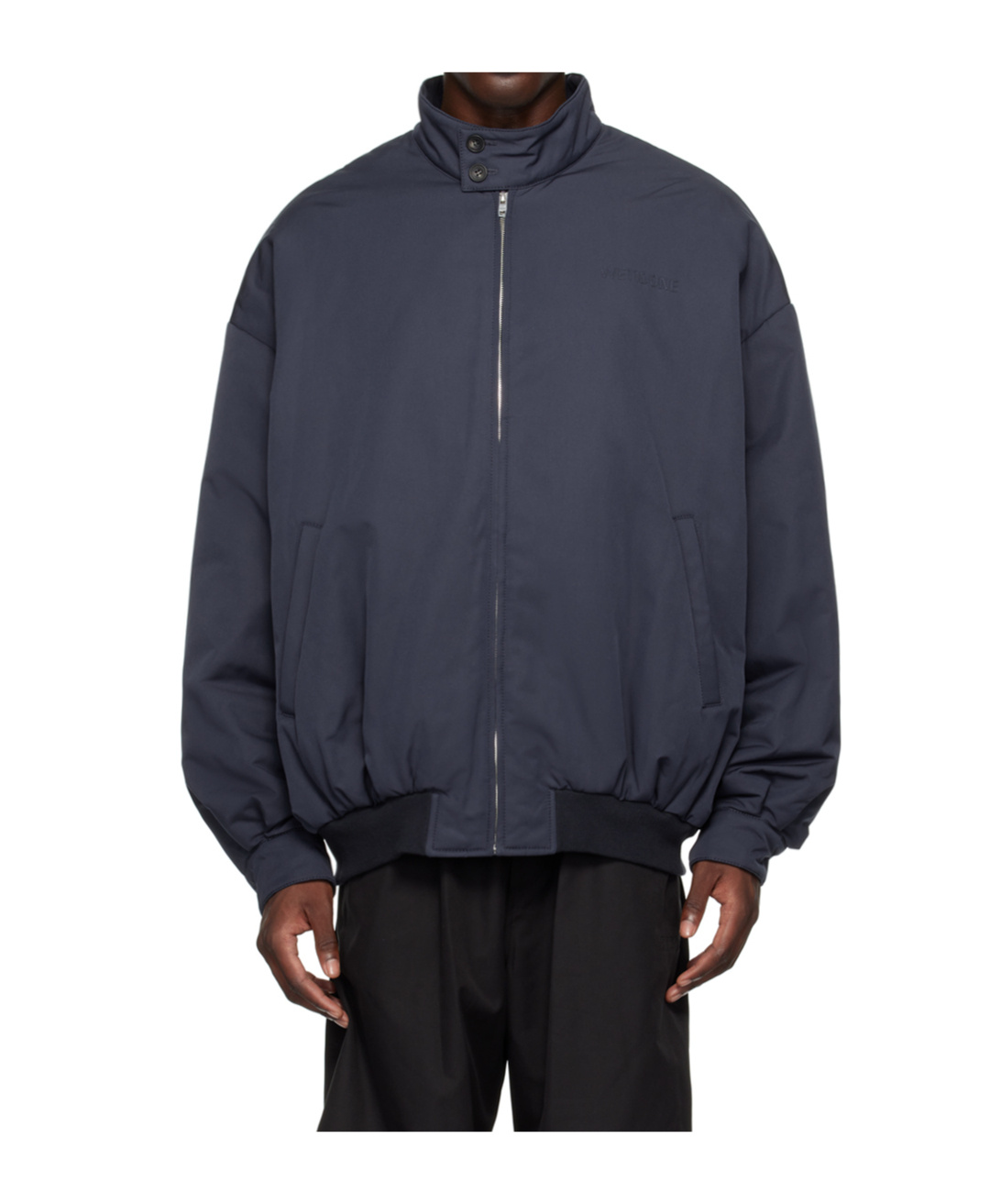We11 Done Zippered Stand-collar Casual Jacket In Black