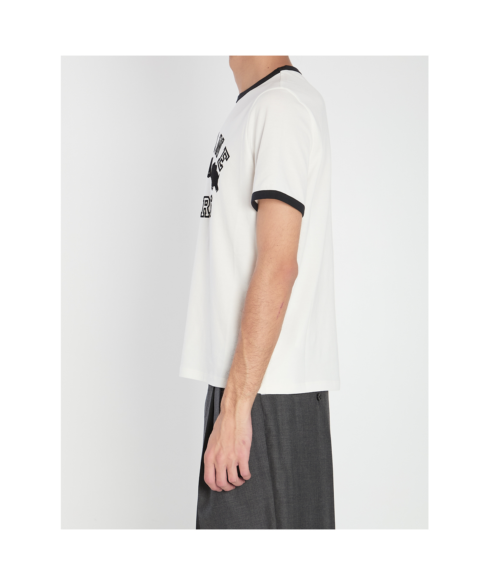 Celine Slim-fit Logo-flocked Cotton-jersey T-shirt In White