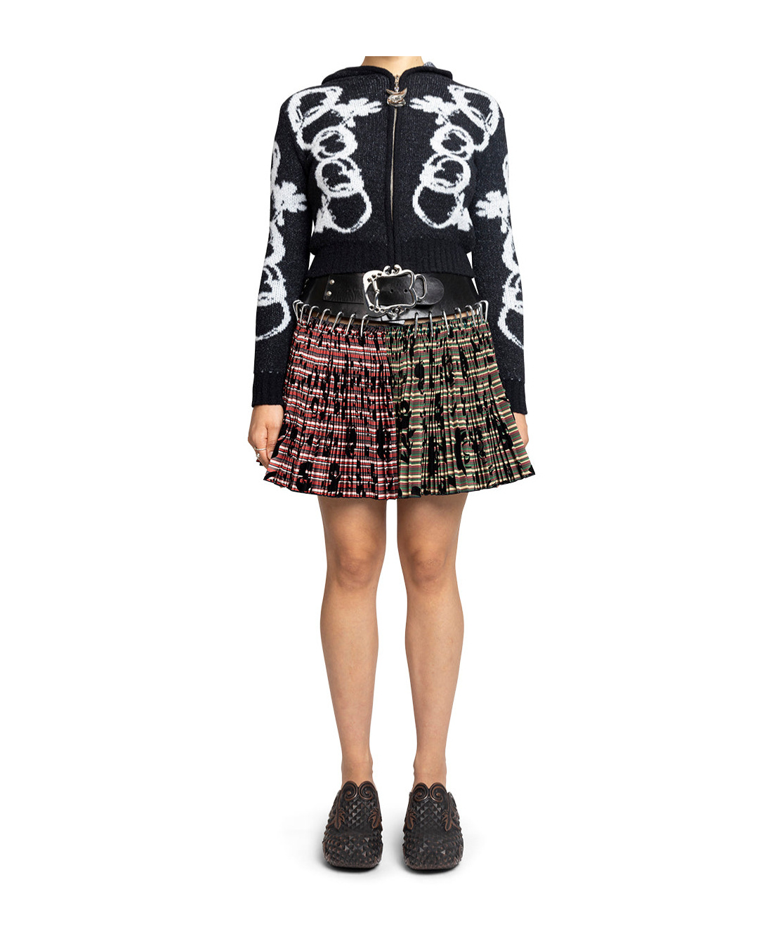 Chopova Lowena Black Chain Link Hooded Cardigan In Black