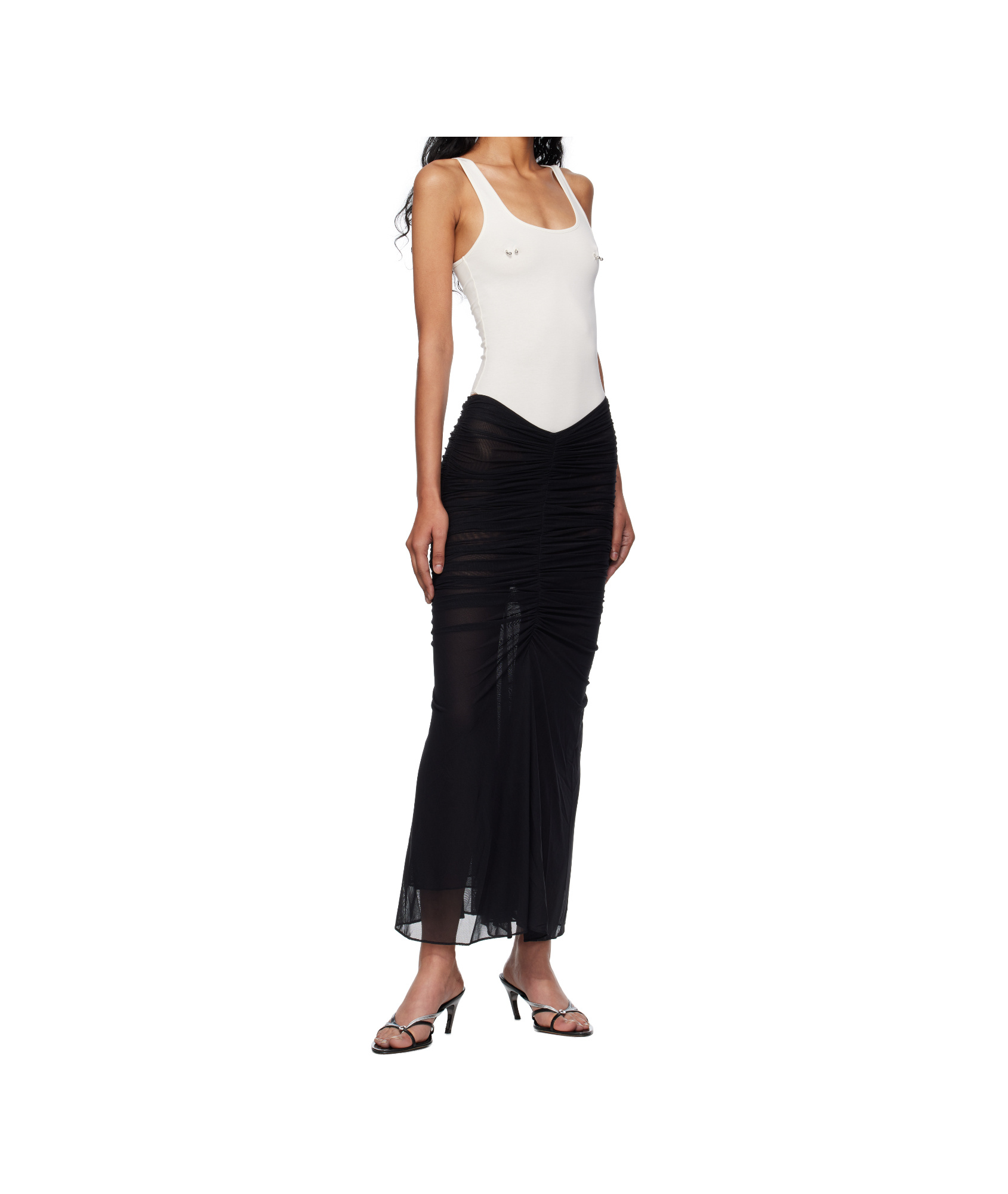 Mugler Scoop-neck Embellished Bodysuit In Black