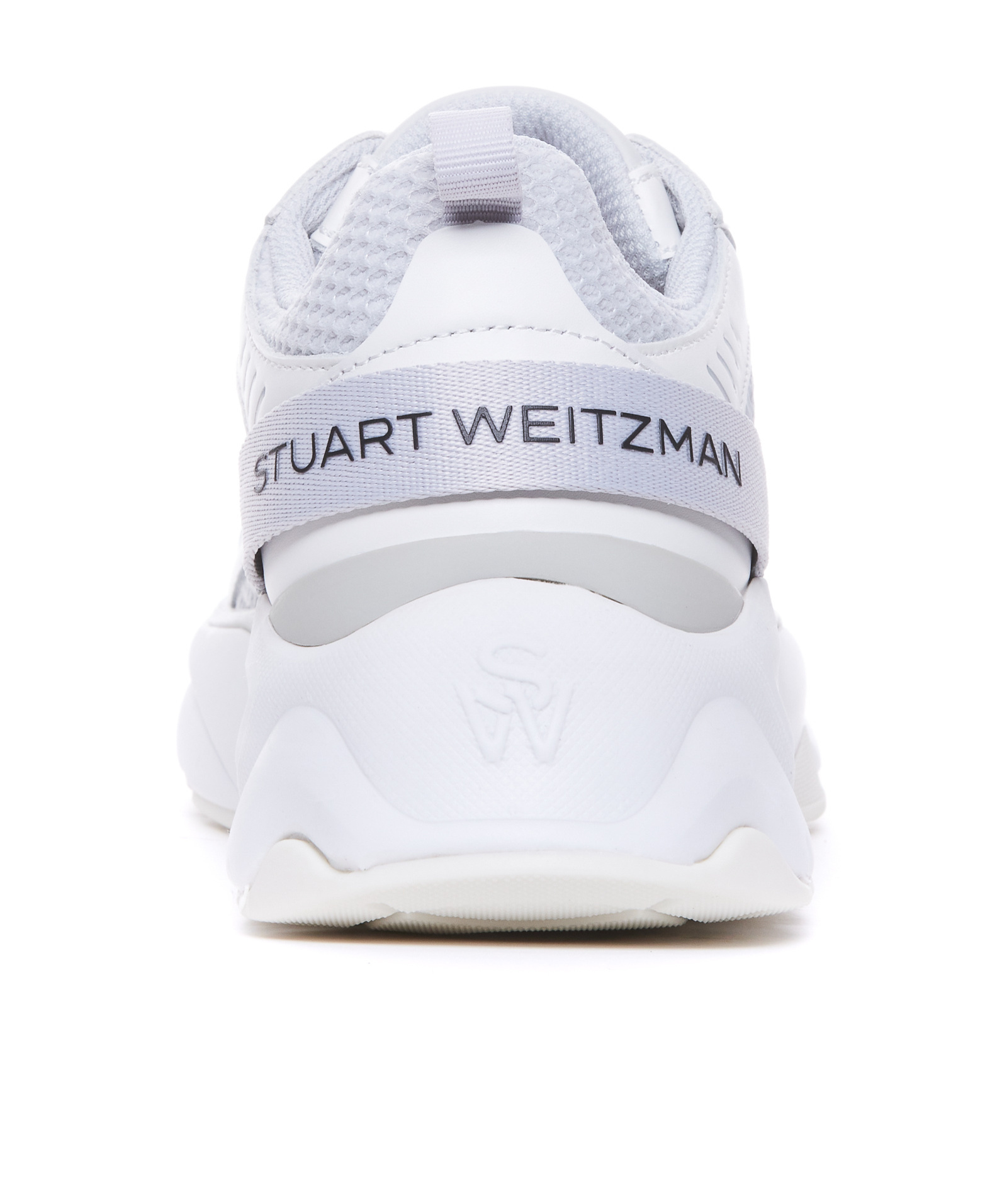Stuart Weitzman Leather And Mesh Sneakers In White