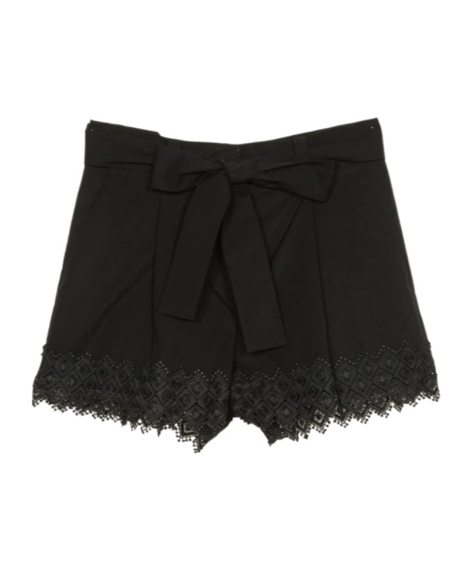 Shop Twinset Lace-trim Mini Shorts In Black