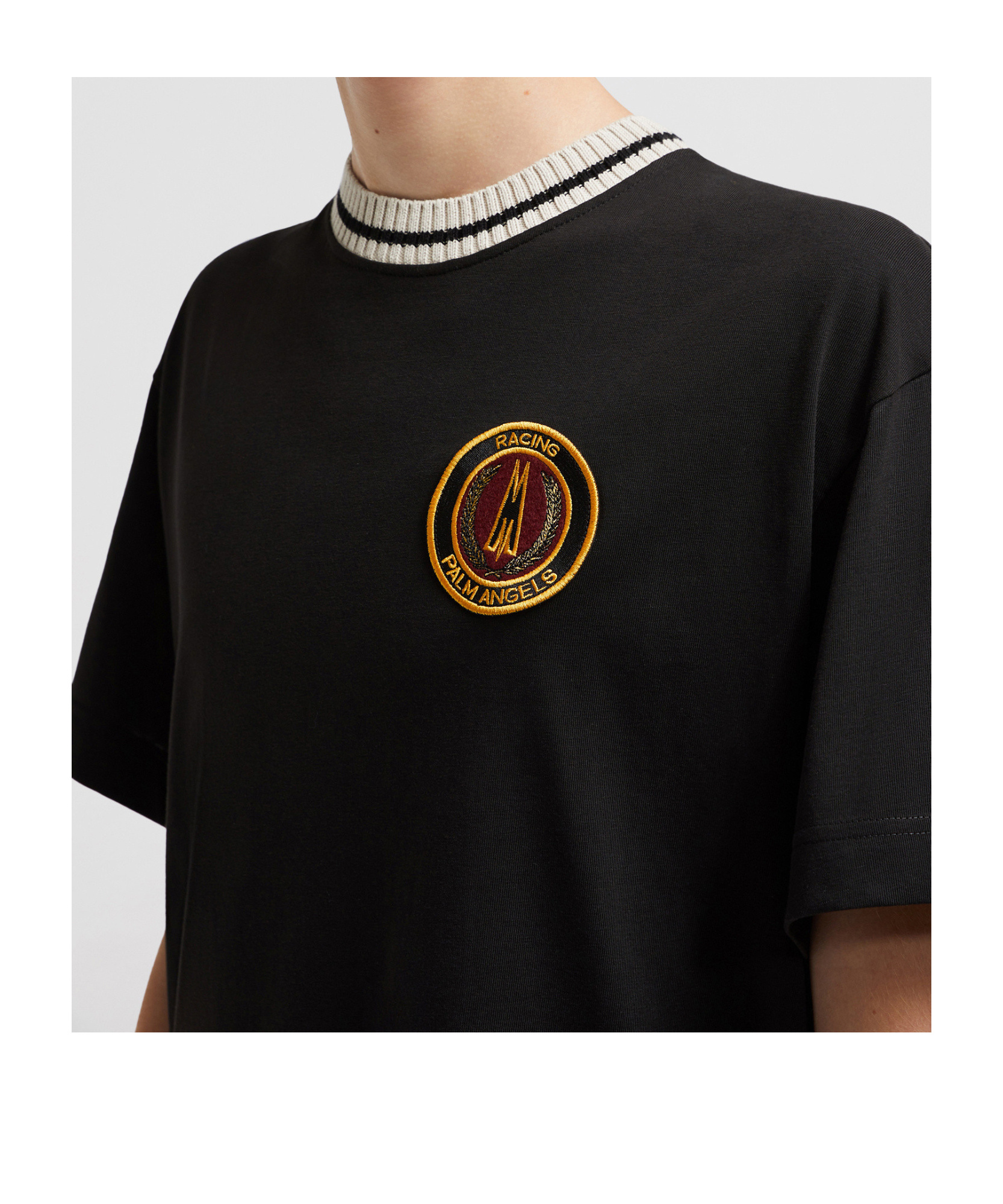 Moncler X Palm Angels Cotton Short-sleeved T-shirt In Black