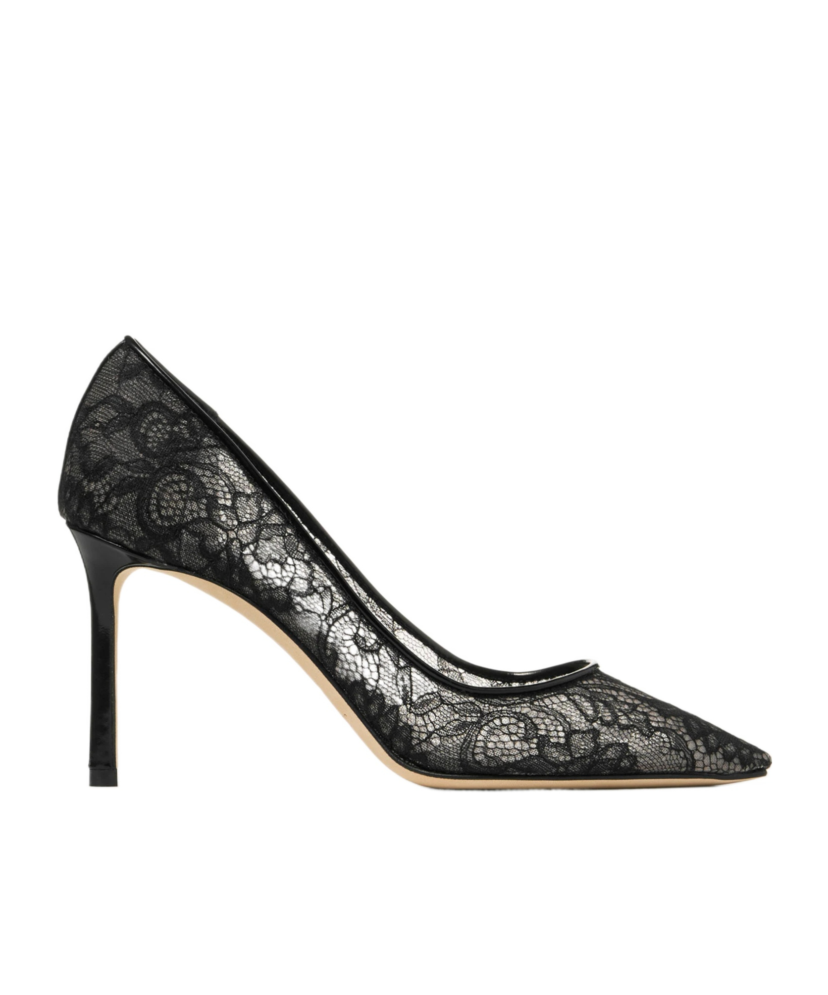 Jimmy Choo Romy 85 Leather-trimmed Lace Pumps In Black