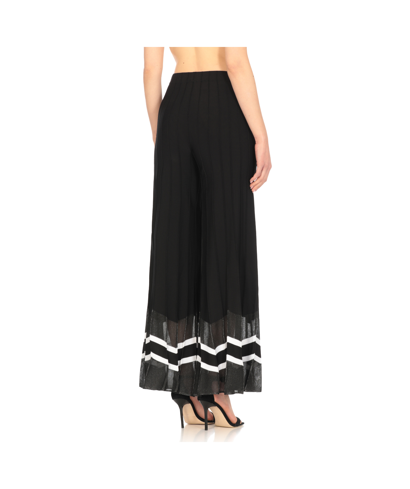 D Exterior D.exterior Sheer Hem Wide Leg Pants In Black