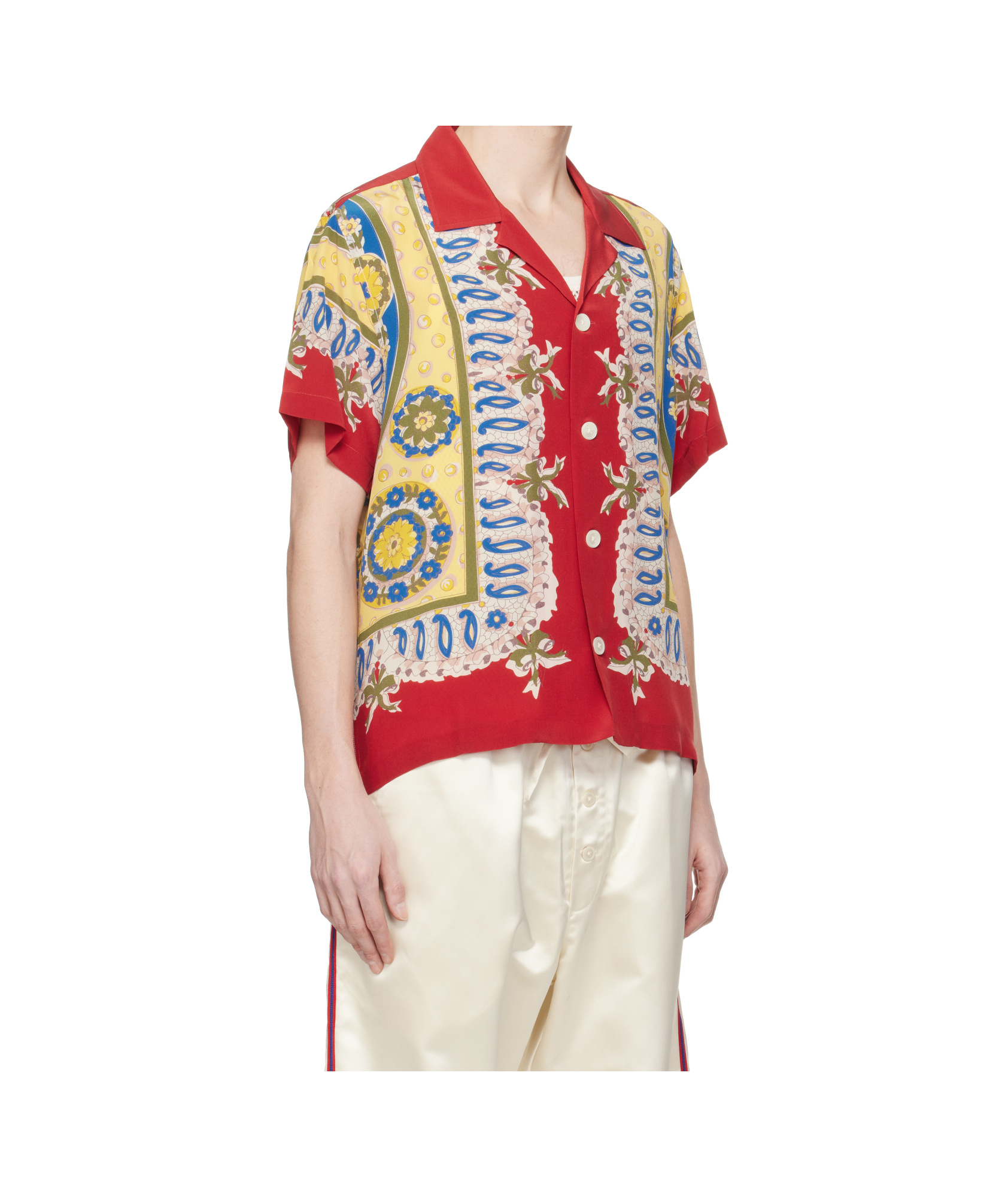 Bode Mens Bricolage Short-sleeve Silk Shirt In Multicolor
