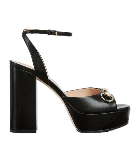 Gucci Damensandale Mit Plateausohle Und Horsebit In Black