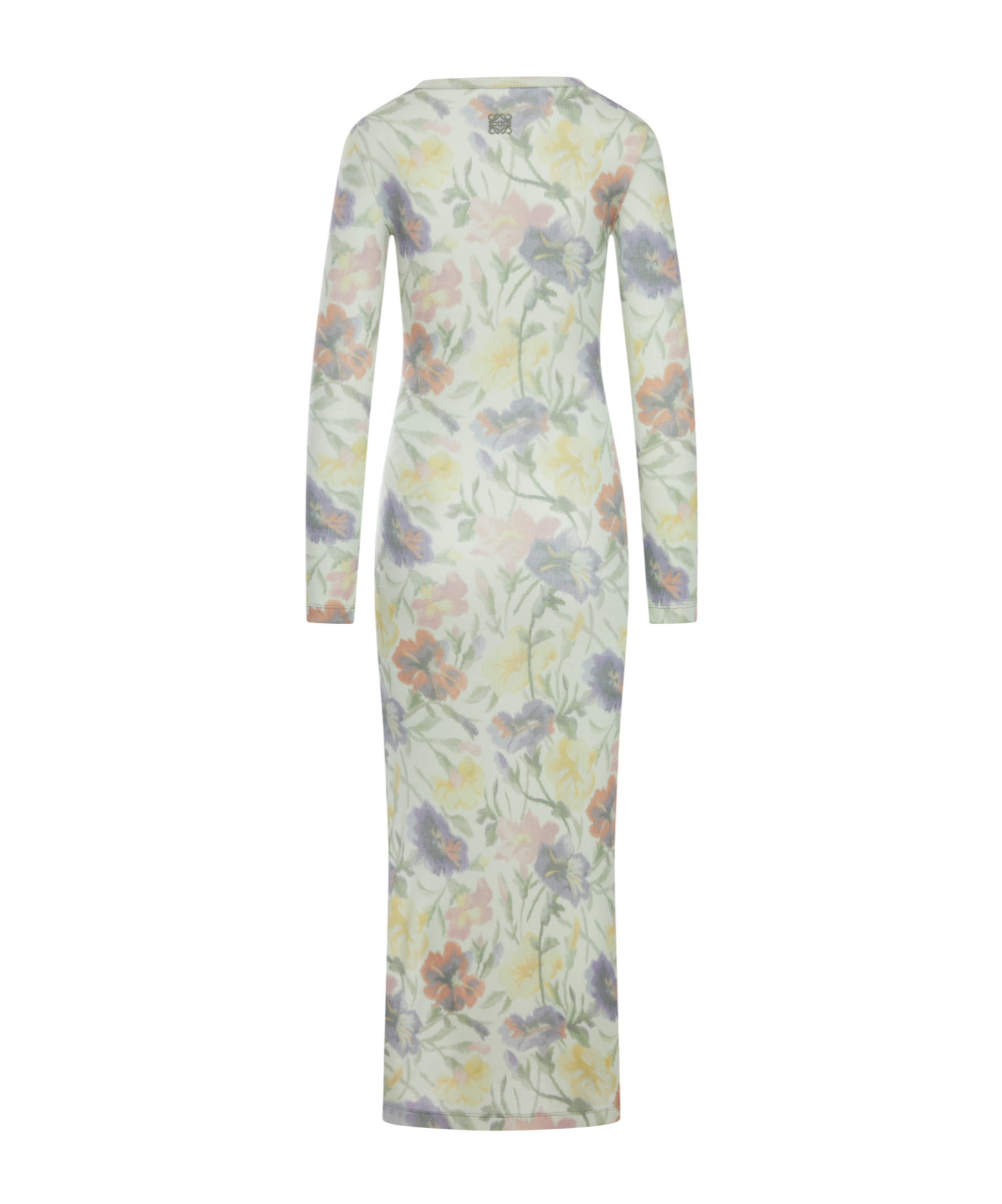 Loewe Women Morning Glory Print Cotton And Silk Multicolor Dress In Gray