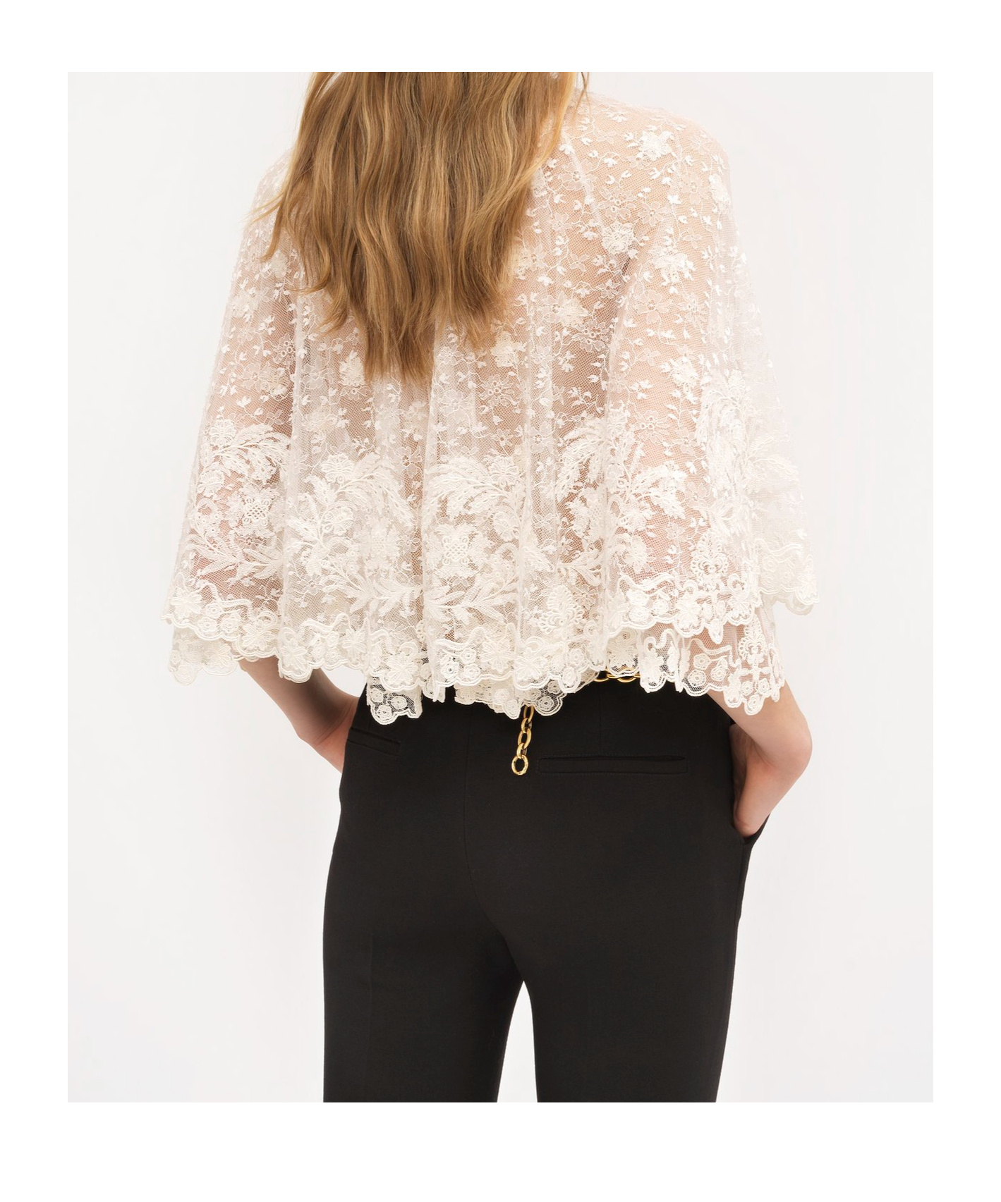 Chloé Front Lace Cape Top In Milk Color